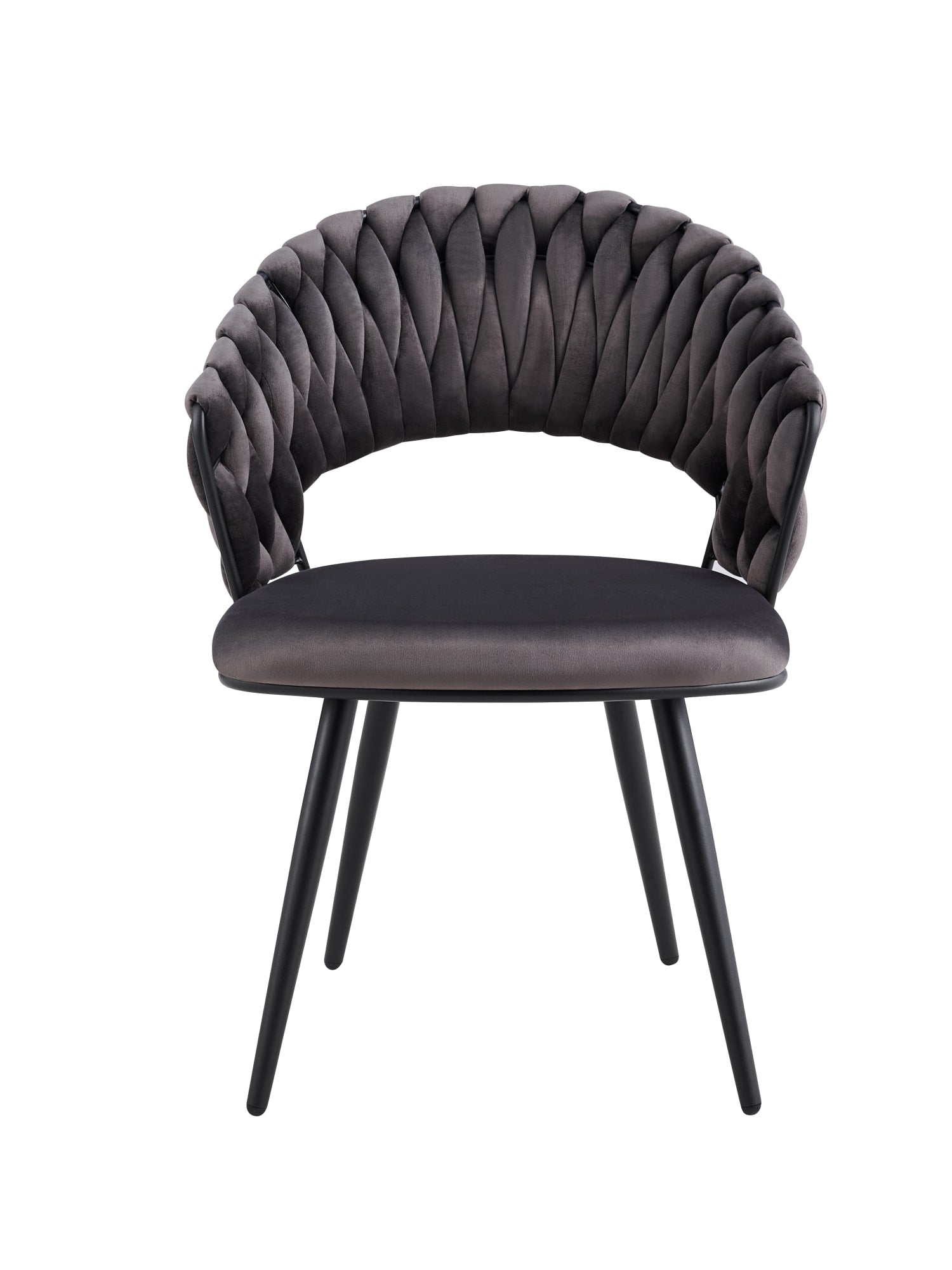 CHAISE CAROLINA PIEDS METAL NOIR VELOURS ANTHRACITE