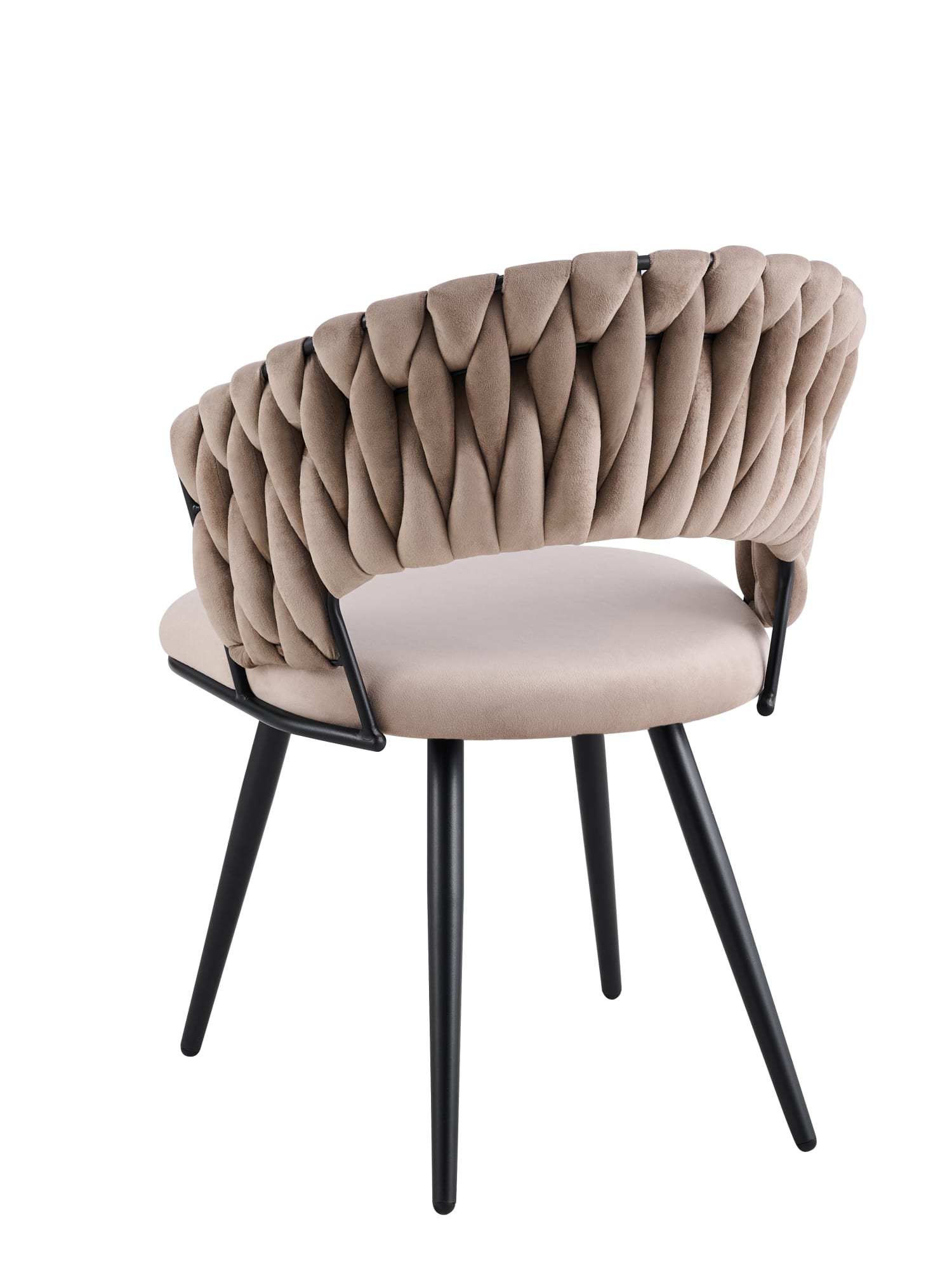 CHAISE CAROLINA PIEDS METAL NOIR VELOURS TAUPE