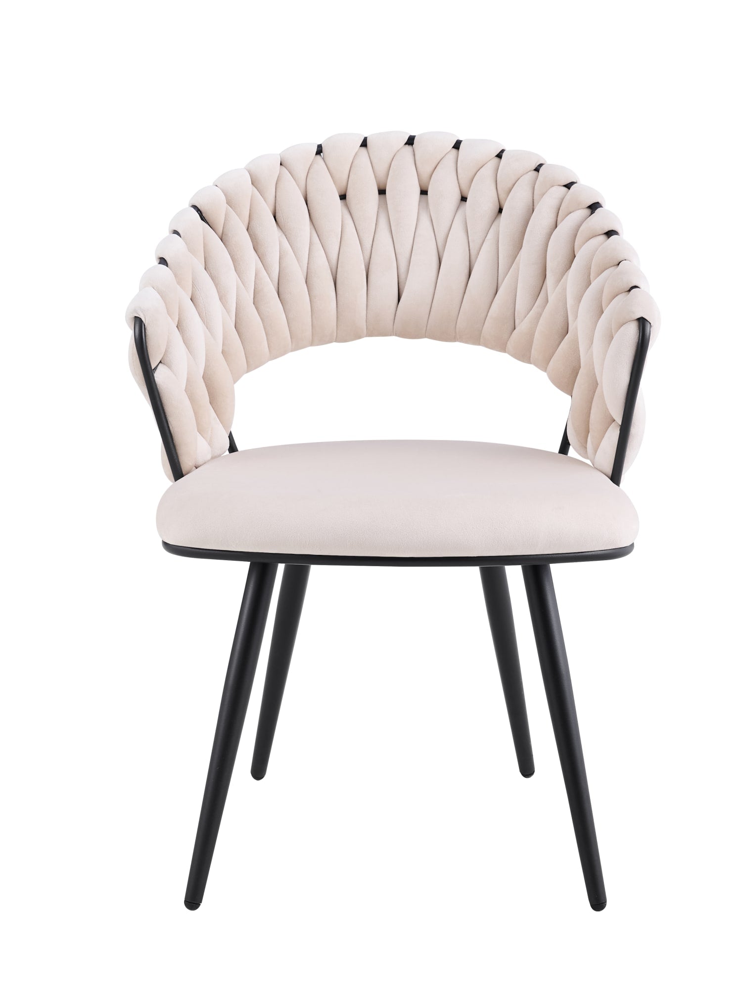 CHAISE CAROLINA PIEDS METAL NOIR VELOURS BEIGE