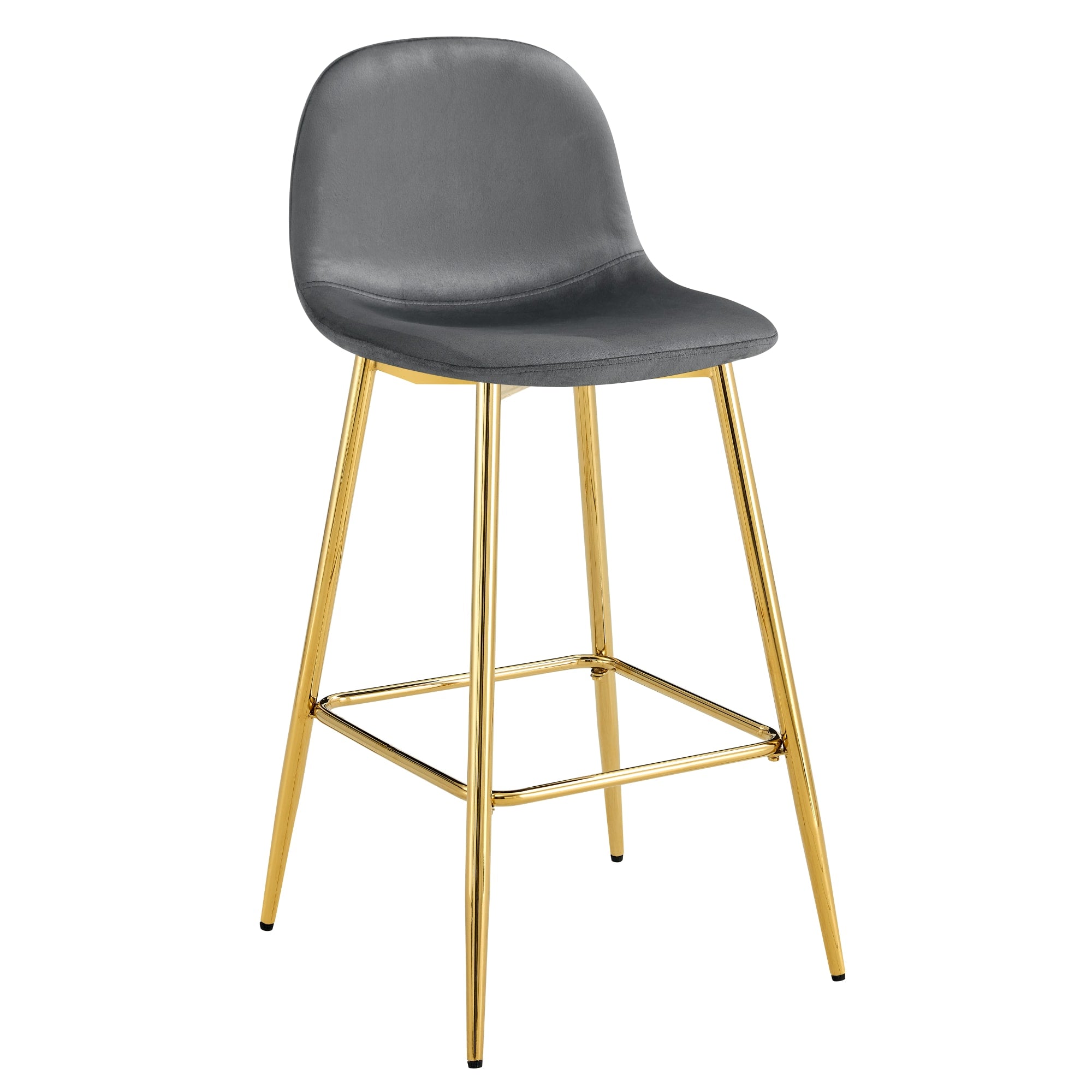 TABOURET DE BAR SCANDINAVE PIED GOLD VELOURS ANTHRACITE