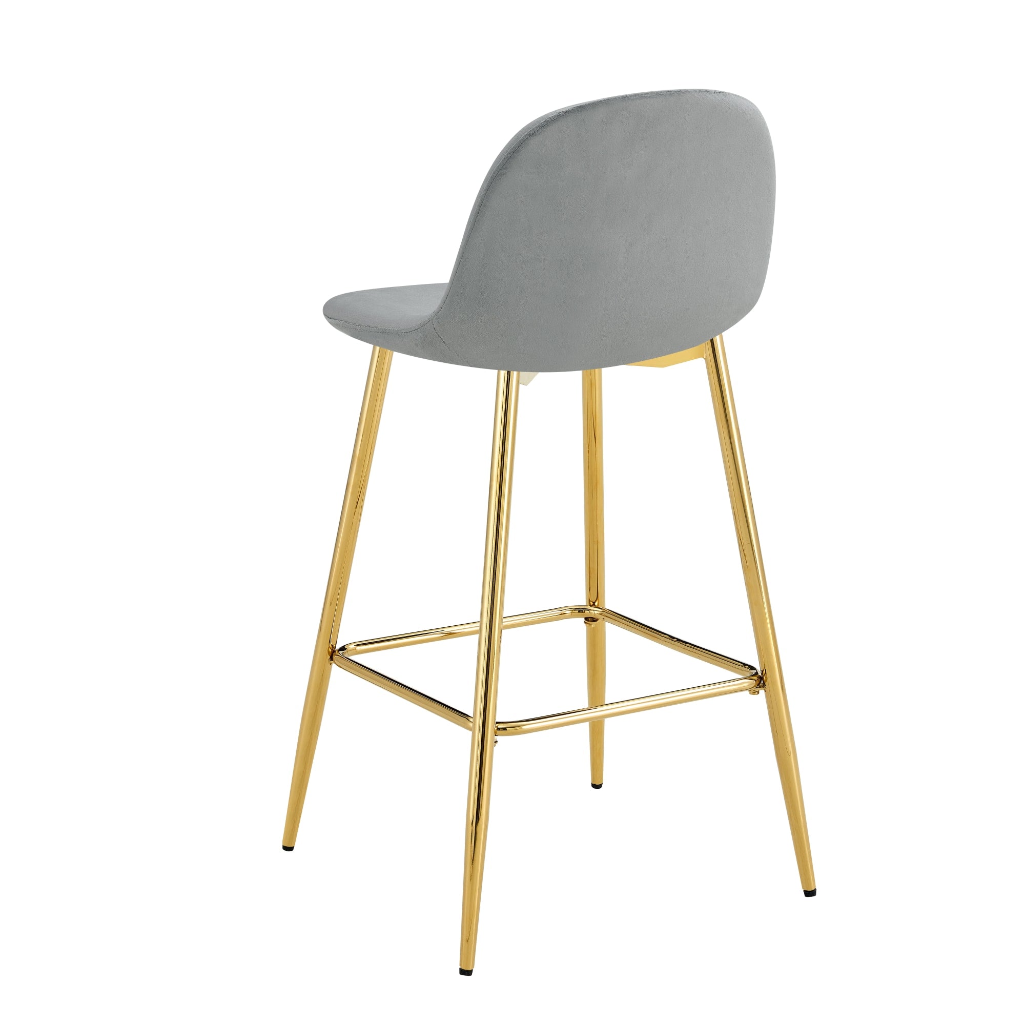 TABOURET DE BAR SCANDINAVE PIED GOLD VELOURS GRIS