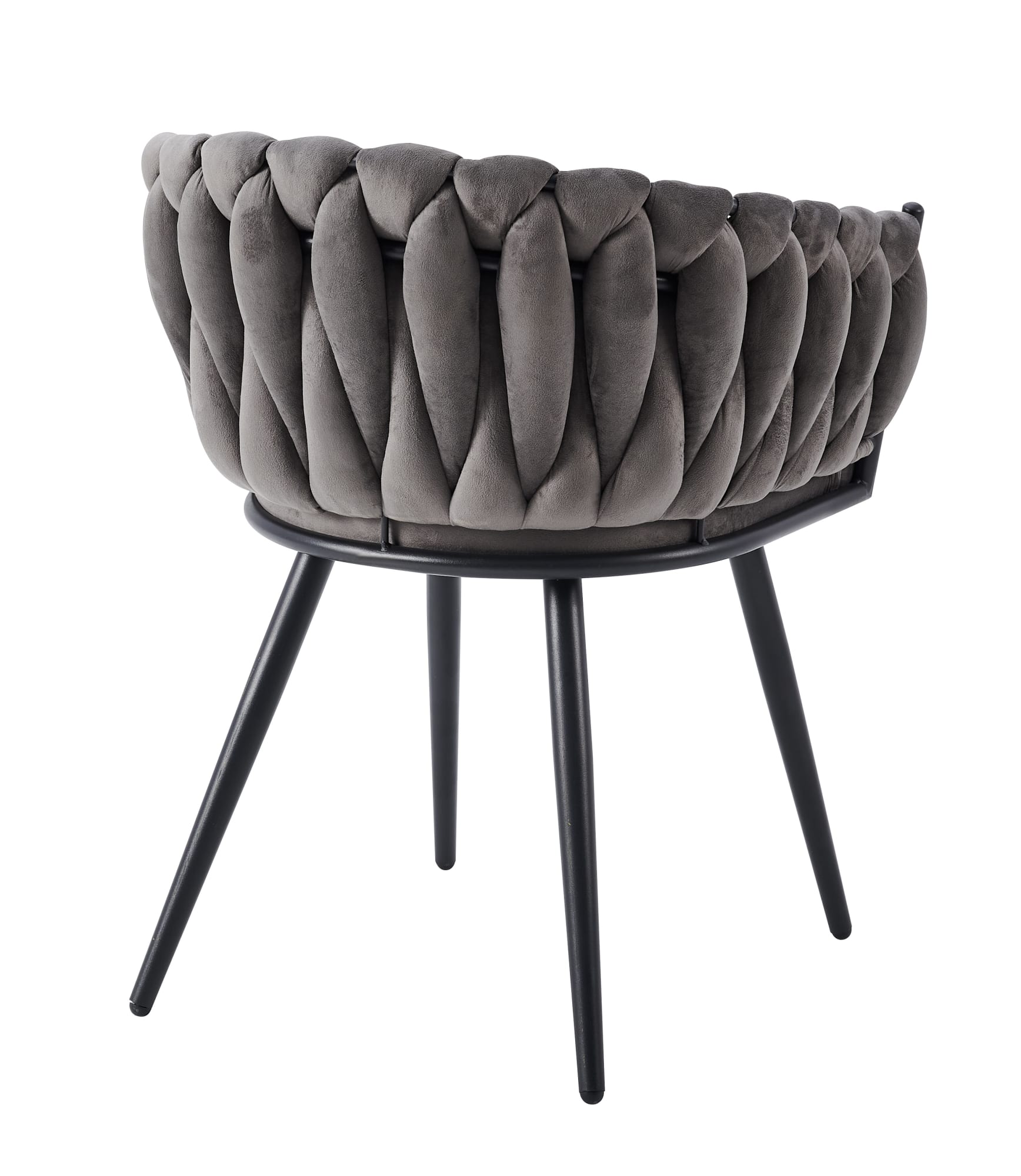 CHAISE AVEC ACCOUDOIR TRESSEE PIED METAL NOIR VELOURS ANTHRACITE