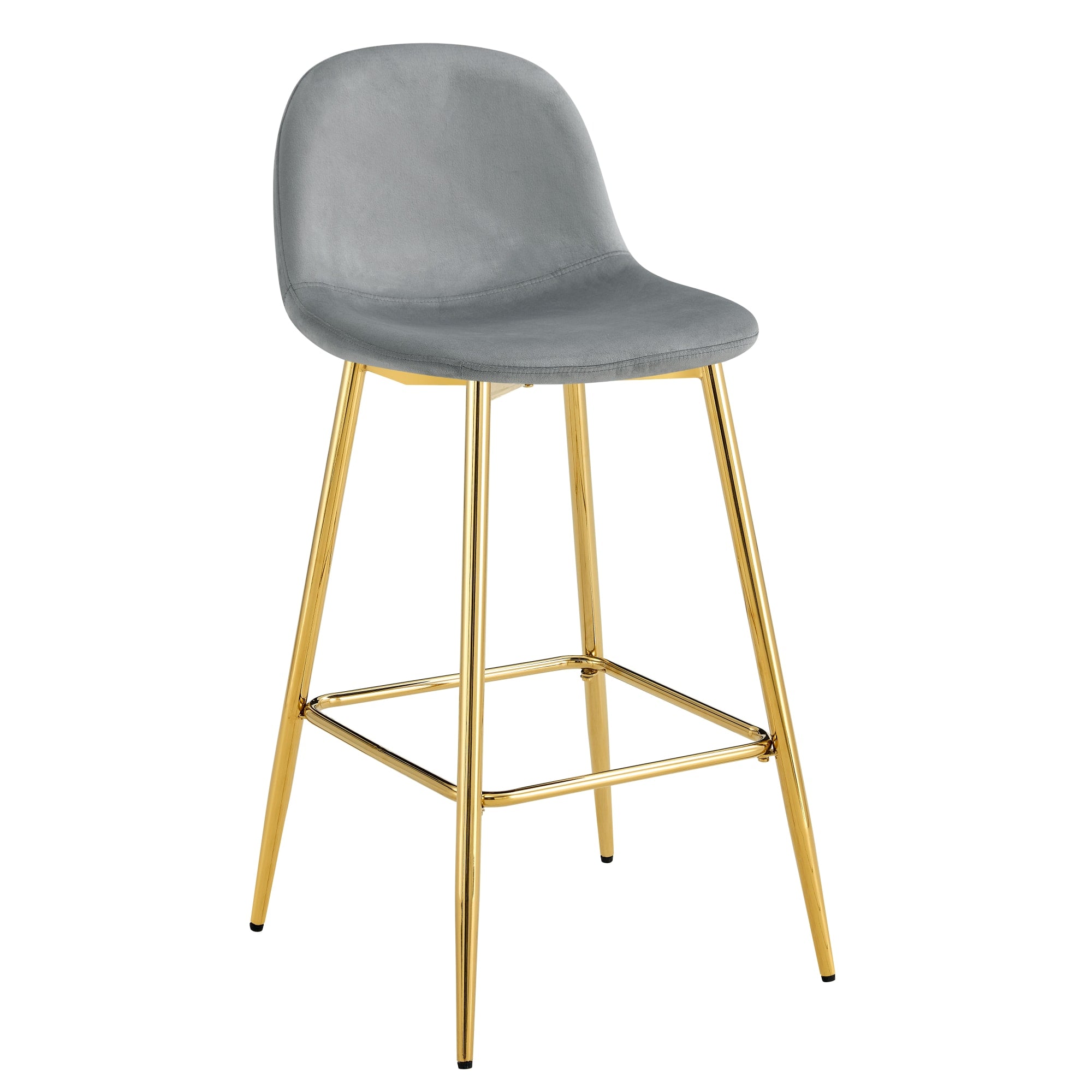 TABOURET DE BAR SCANDINAVE PIED GOLD VELOURS GRIS