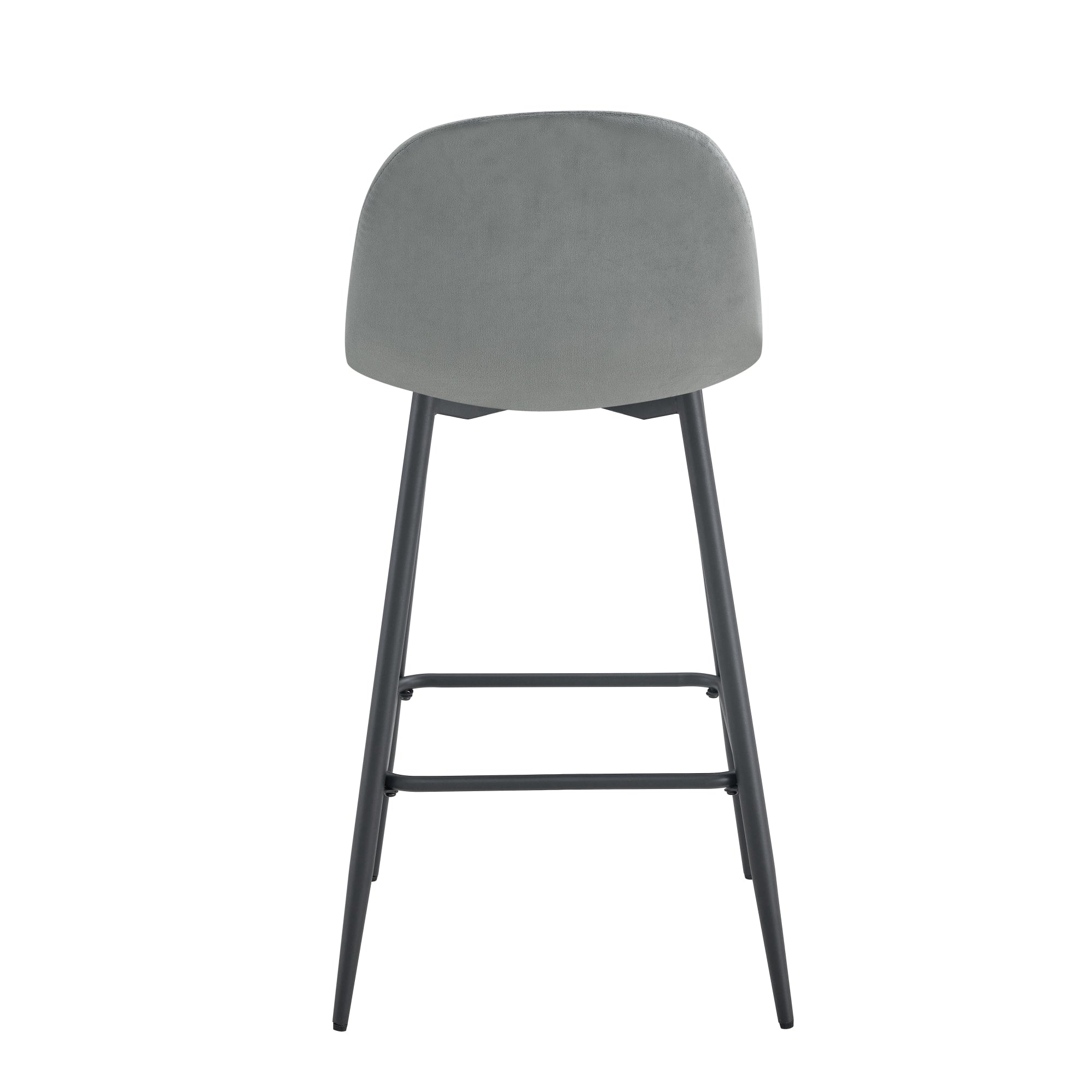 TABOURET DE BAR SCANDINAVE METAL NOIR VELOURS GRIS