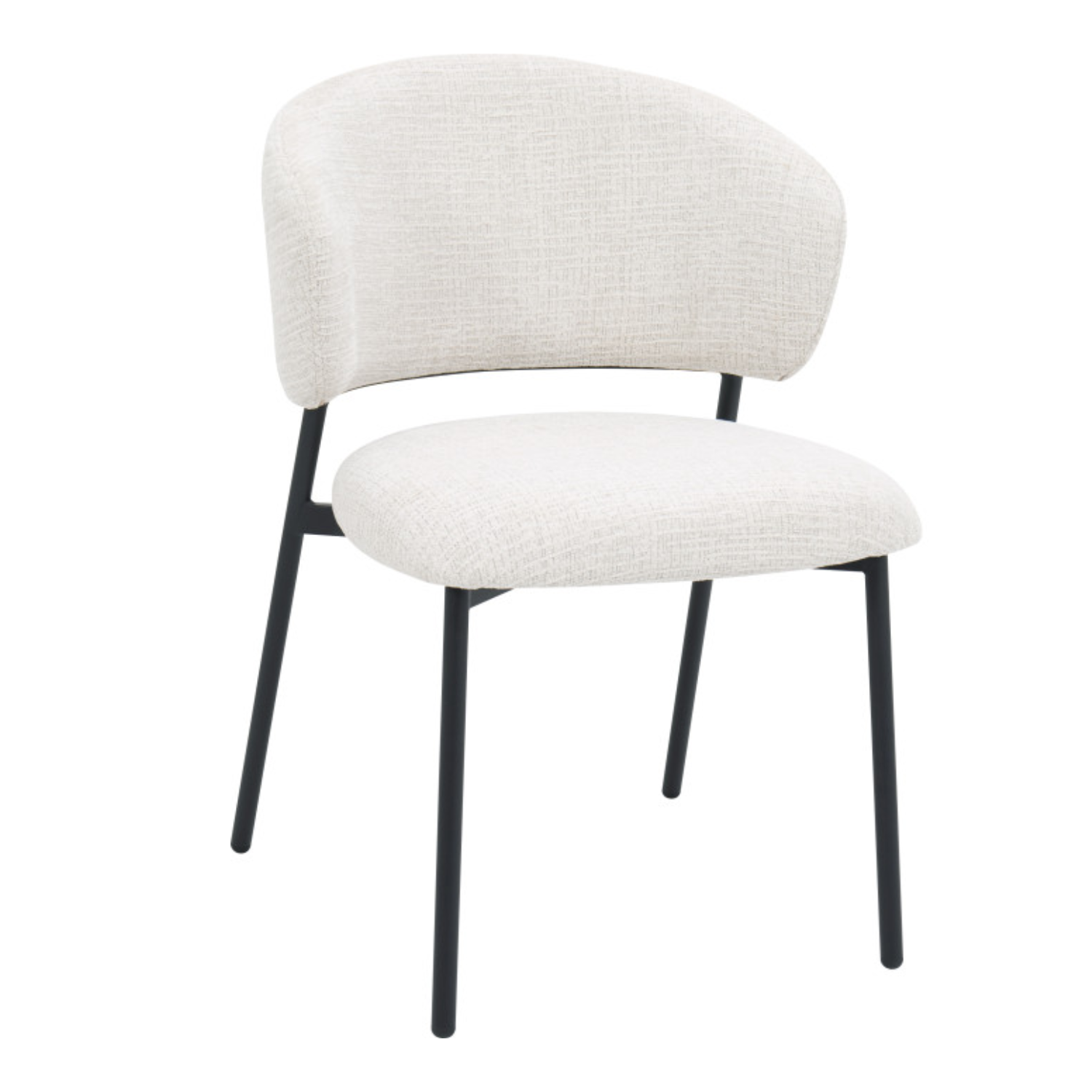 Chaise design – Tissu texturé & piètement acier noir (Beige ou Blanc)