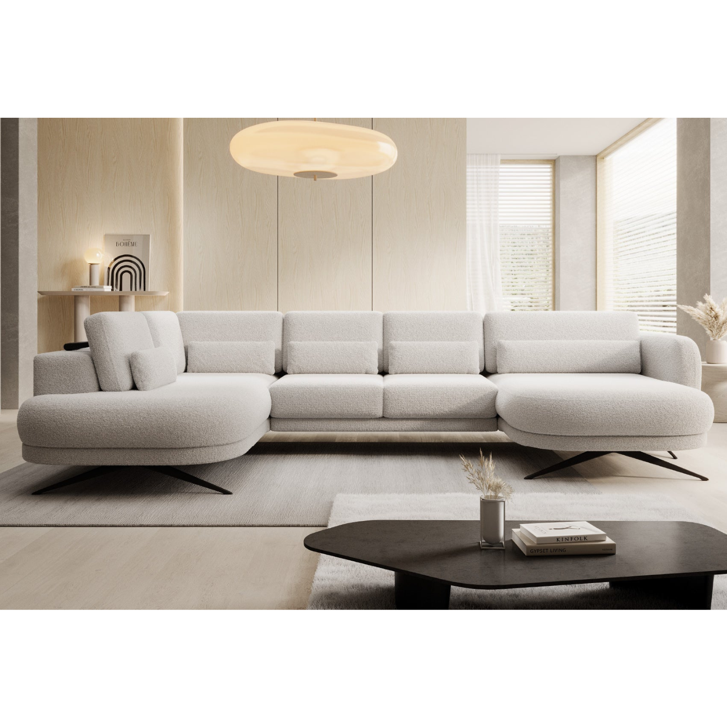 Canapé moderne avec profondeur d’assise réglable et appui-tête coulissant