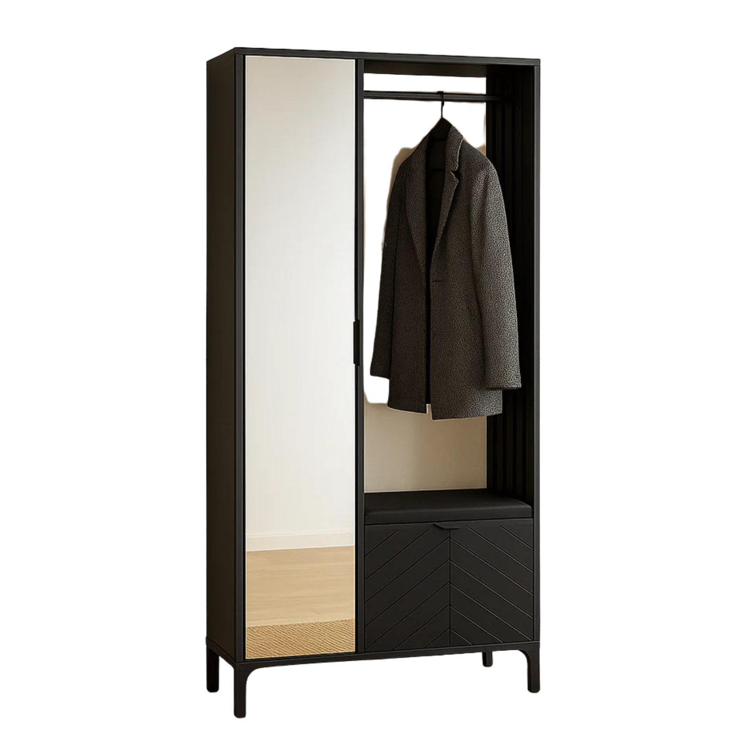 Armoire Moderne avec Miroir et Motif Décoratif