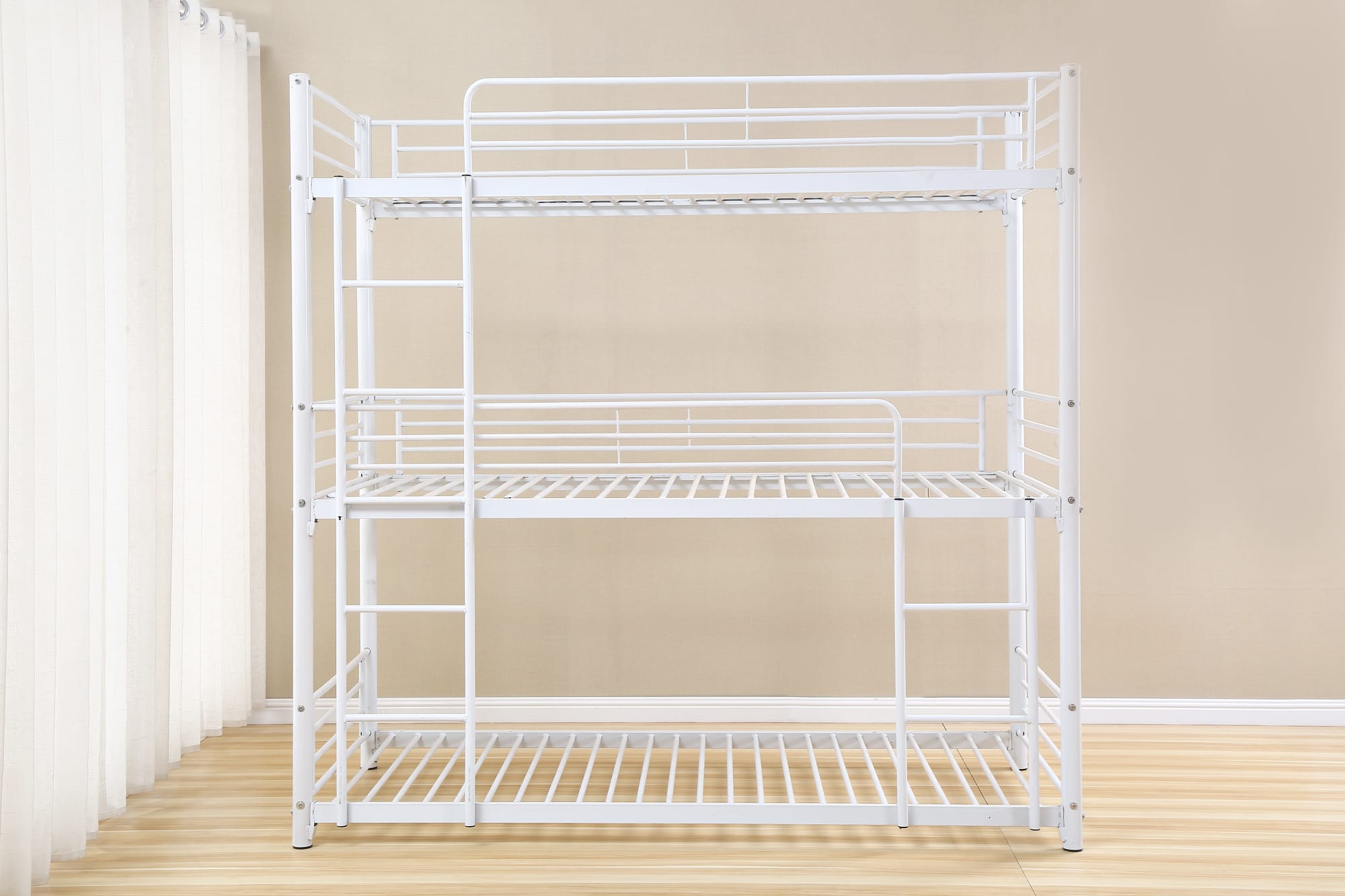 LIT SUPERPOSÉ TRIO EN METAL BLANC 1 PLACE 90x190 cm