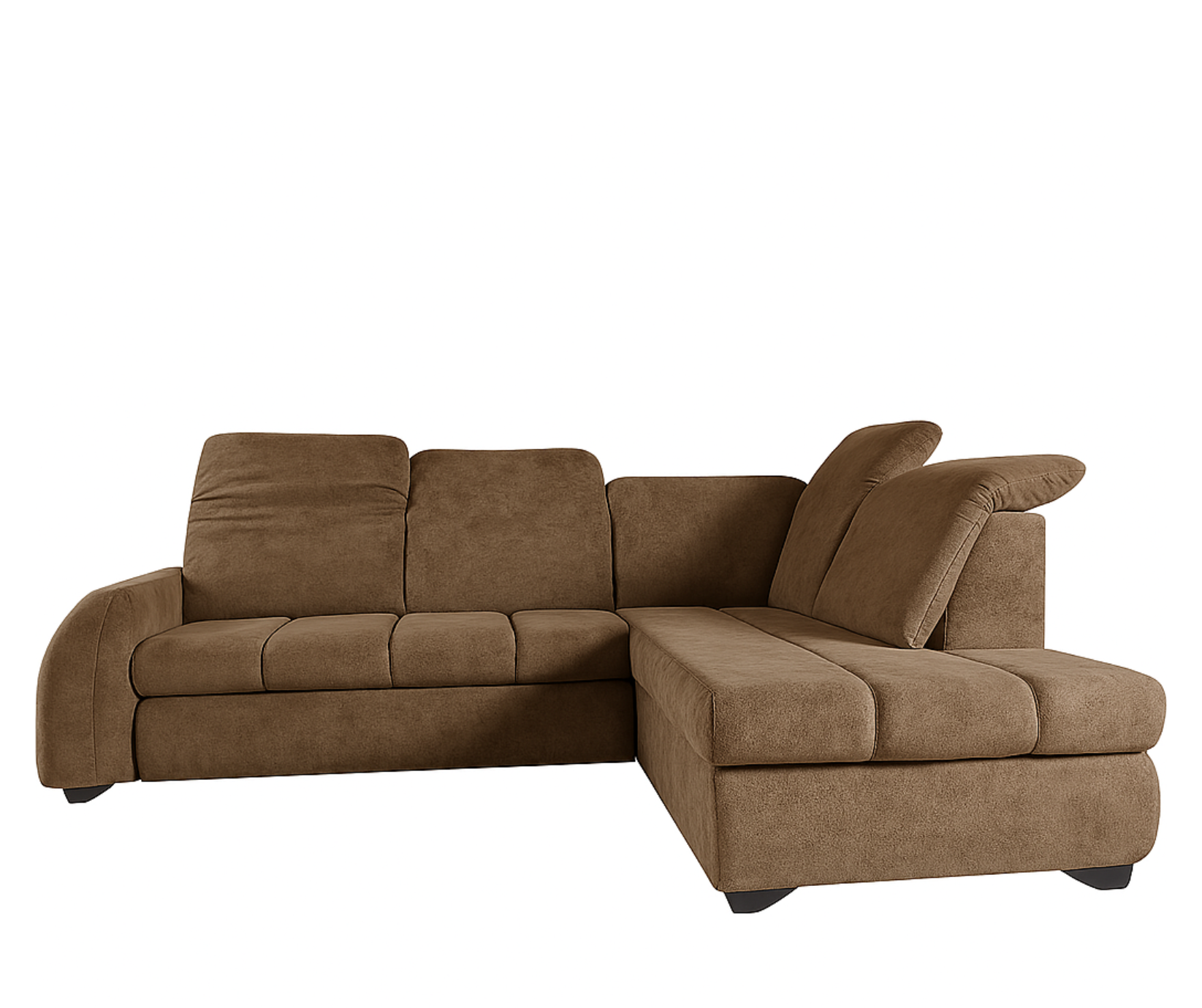Canapé d’angle convertible en velours avec lit intégré et appui-têtes réglables angle droit