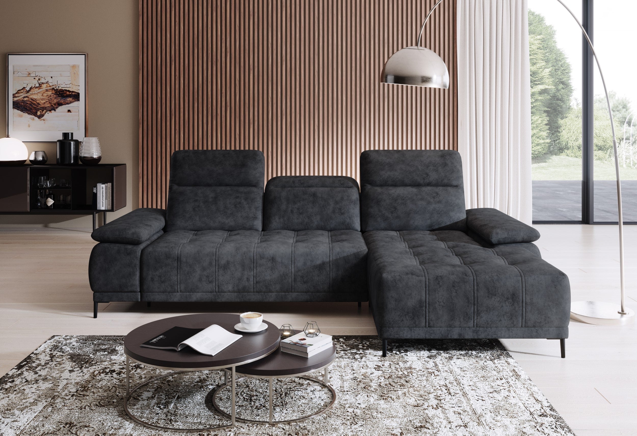 Canapé d'Angle Compact – Confort Personnalisé avec Appuis tête réglables et profondeur d'assise modulable électriquement|Offre Spéciale|Decora Home