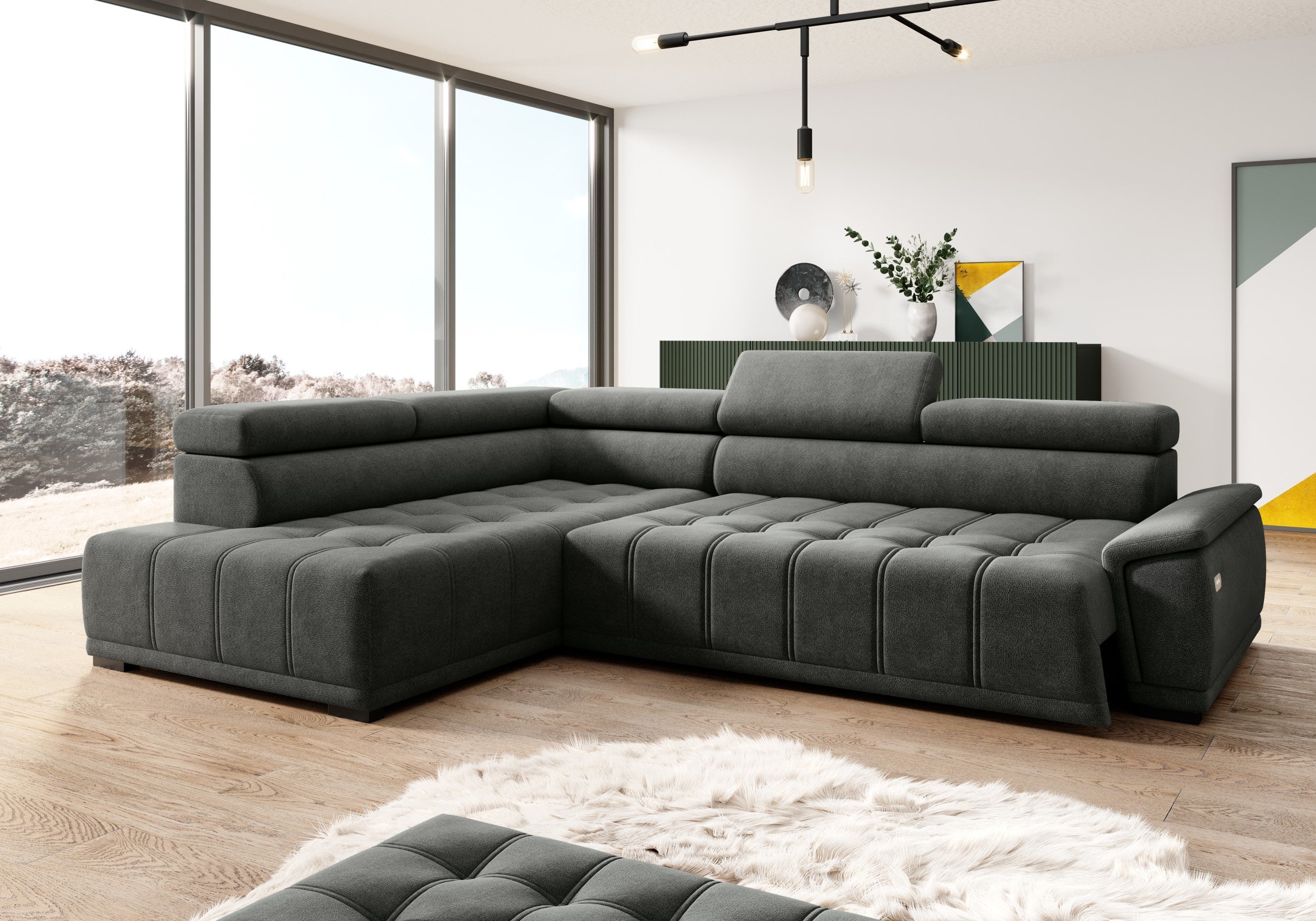 Canapé d’angle – Confort réglable électrique, design moderne et têtières ajustables - Decora Home
