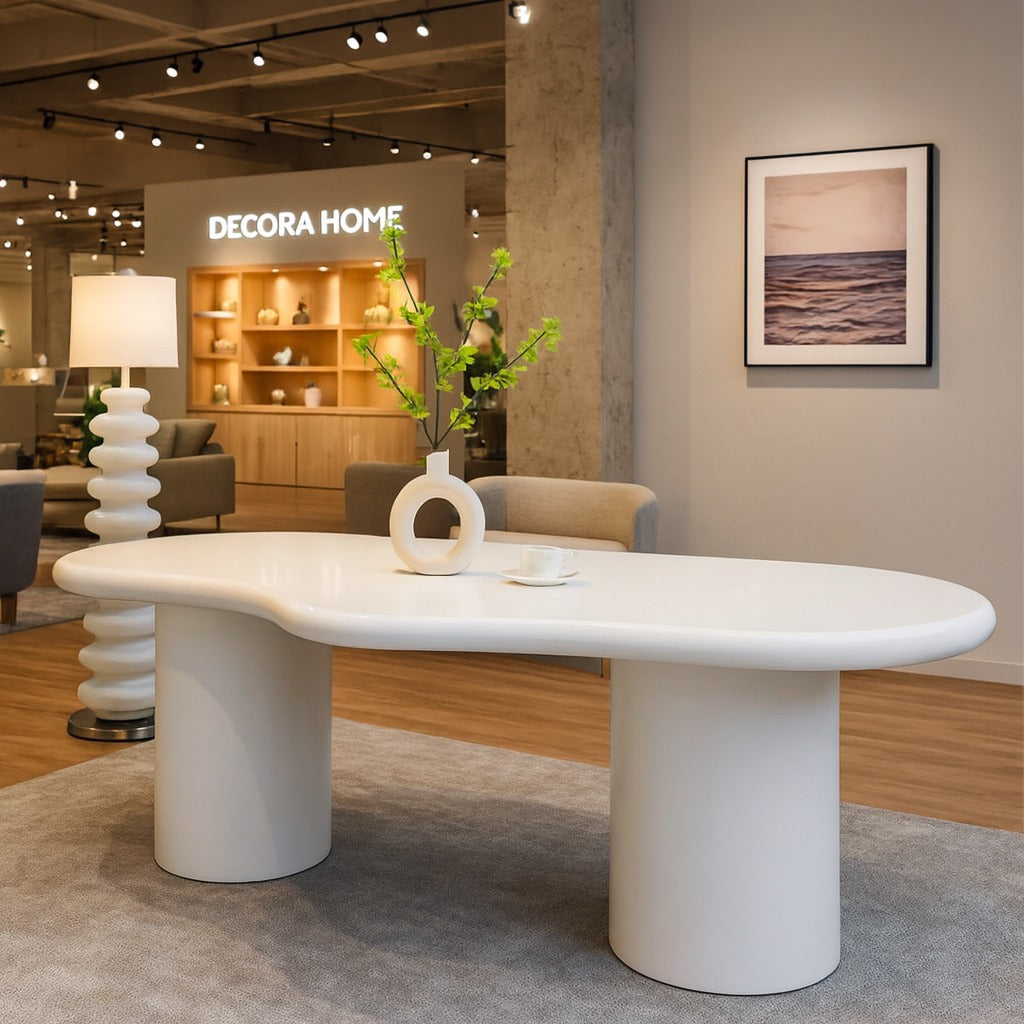 Table à Manger Design Blanc Mat – Plateau MDF 180x90 cm