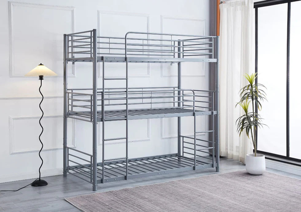 Lit superposé TRIO revêtement et sommier en acier 90 x 190 cm - Decora Home