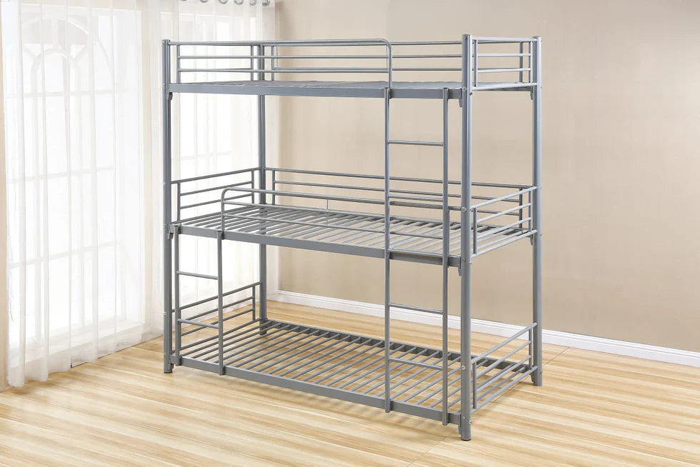 Lit superposé TRIO revêtement et sommier en acier 90 x 190 cm - Decora Home