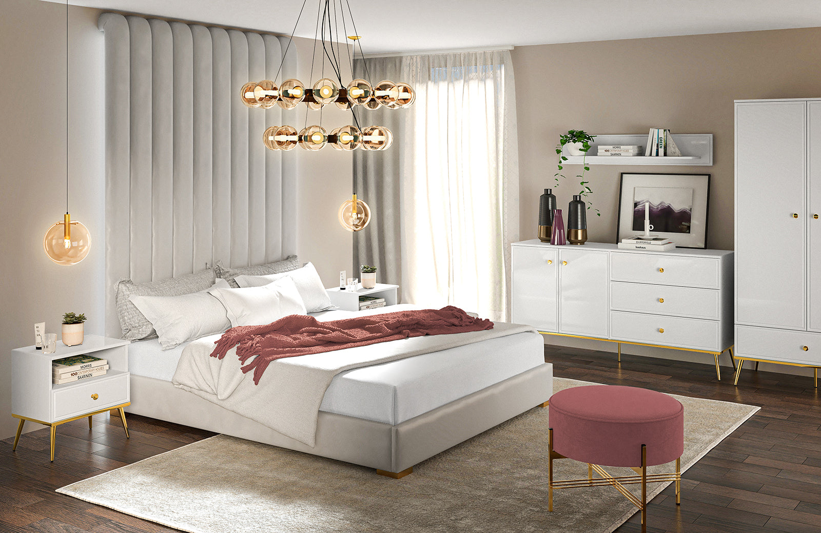 Étagère Murale en Bois Blanc Laqué Brillant - Decora Home