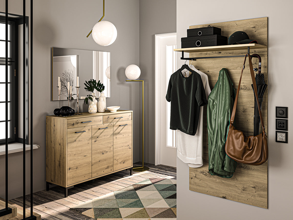Meuble à chaussures en chêne artisanal – Rangement pratique et design robuste - Decora Home