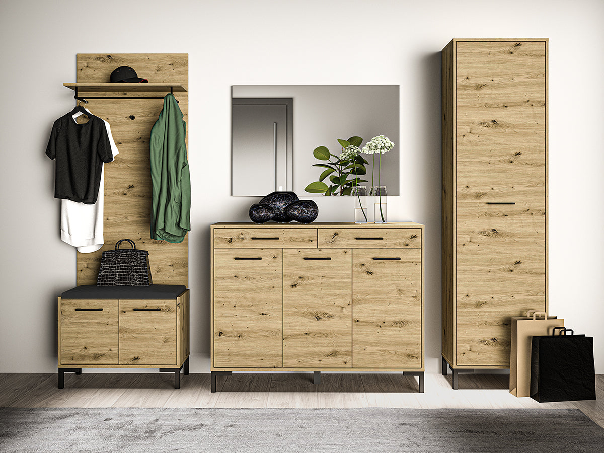 Meuble à chaussures en chêne artisanal – Rangement pratique et design robuste - Decora Home