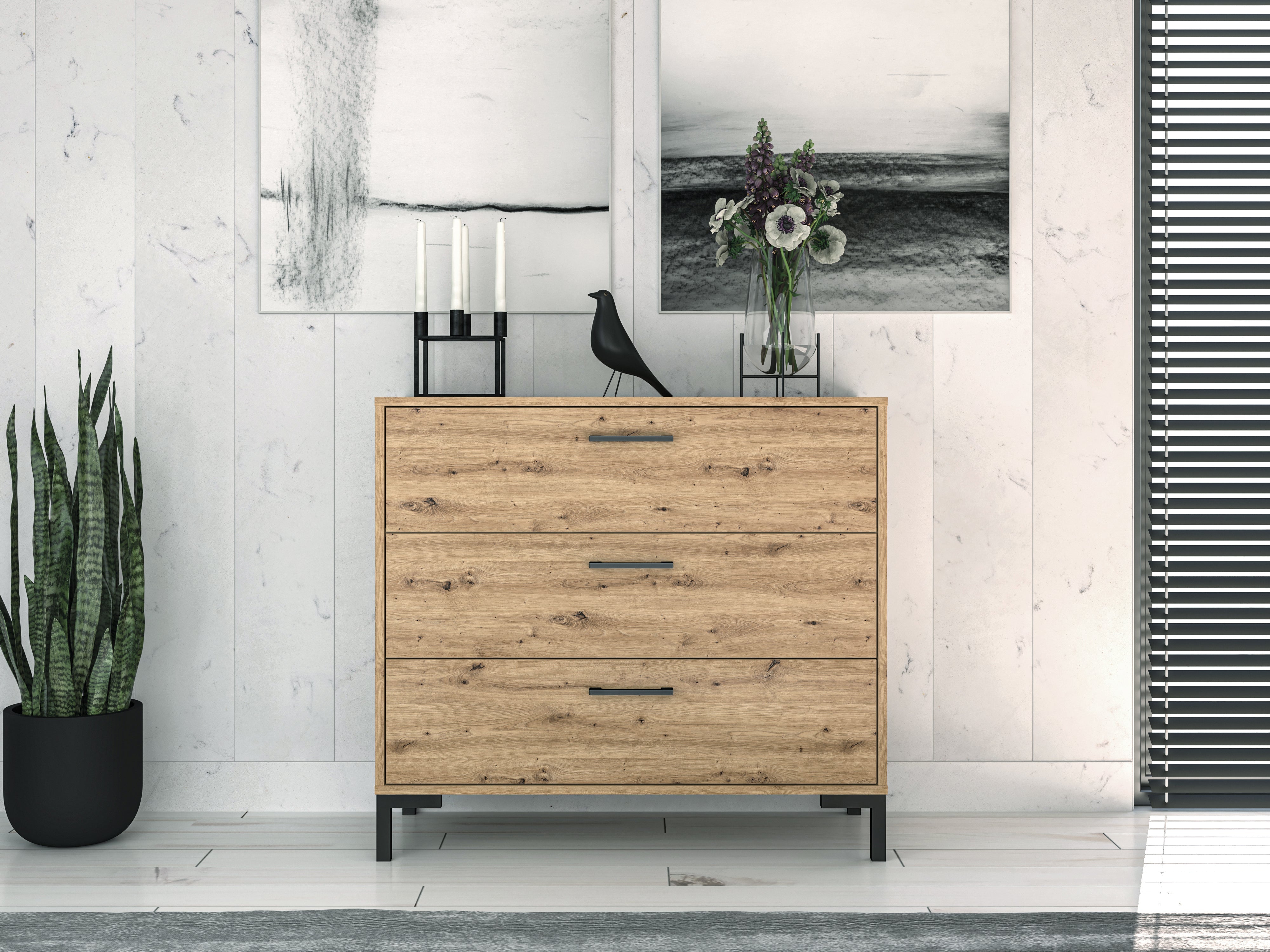 Commode, Buffet, Buffet en Chêne Artisanal avec Bordure ABS – Élégance et Praticité pour Votre Espace - Decora Home