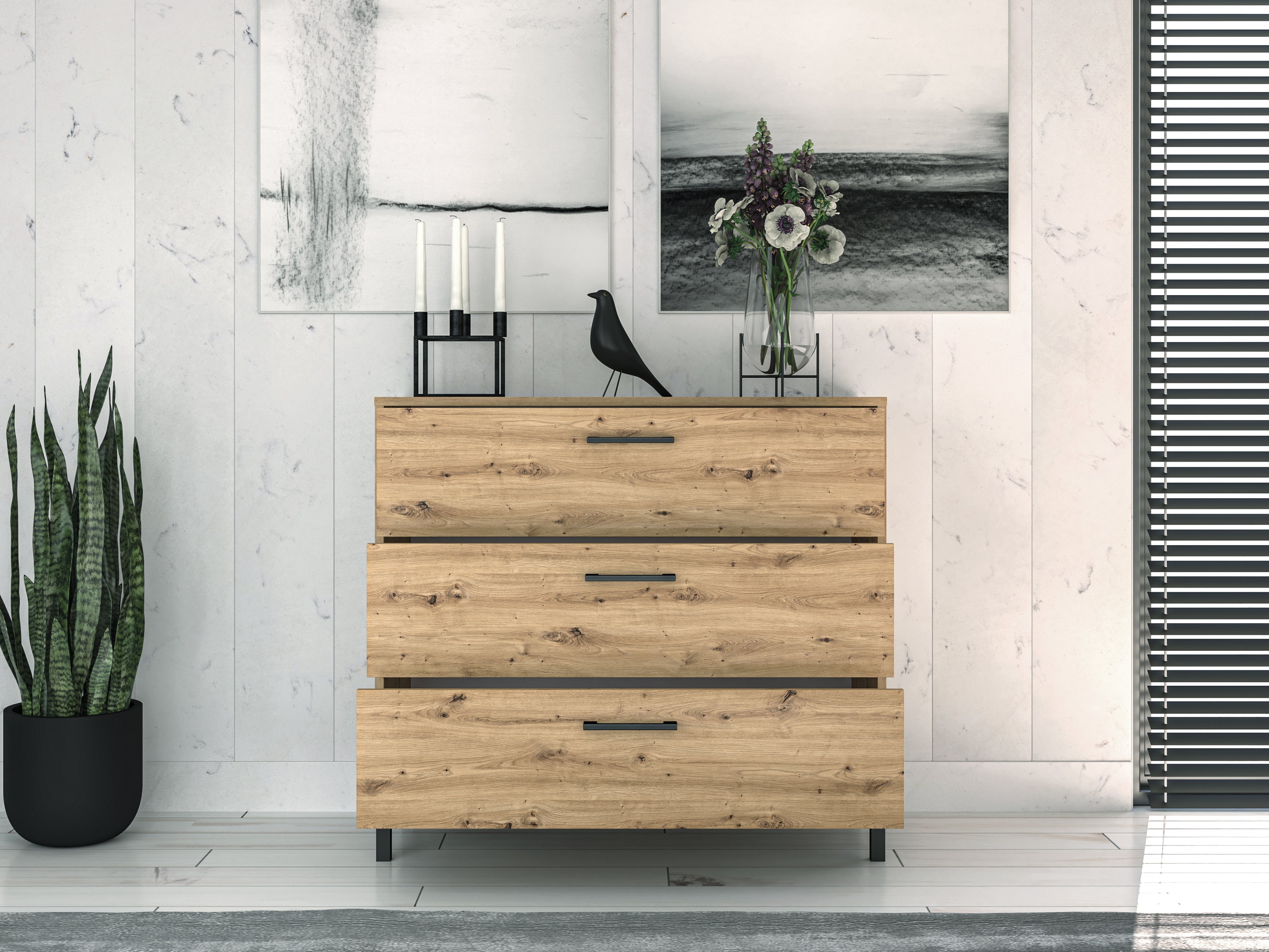 Commode, Buffet, Buffet en Chêne Artisanal avec Bordure ABS – Élégance et Praticité pour Votre Espace - Decora Home