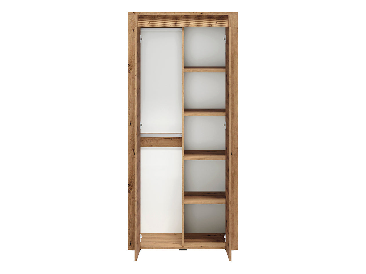Garde-Robe Moderne en Chêne artisanal + MDF rainuré Chêne artisanal - Élégance et Praticité - Decora Home
