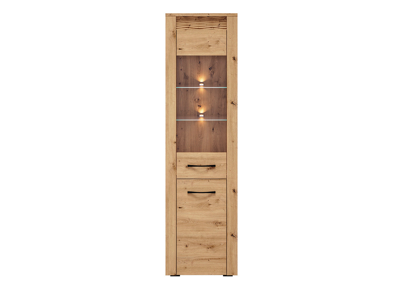 Vitrine Élégante en Chêne Artisanal avec Éclairage Optionnel et Assemblage Flexible - Decora Home