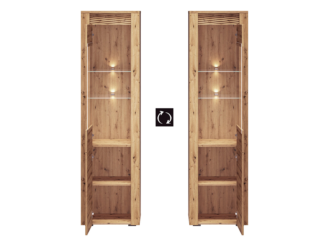 Vitrine Élégante en Chêne Artisanal avec Éclairage Optionnel et Assemblage Flexible - Decora Home