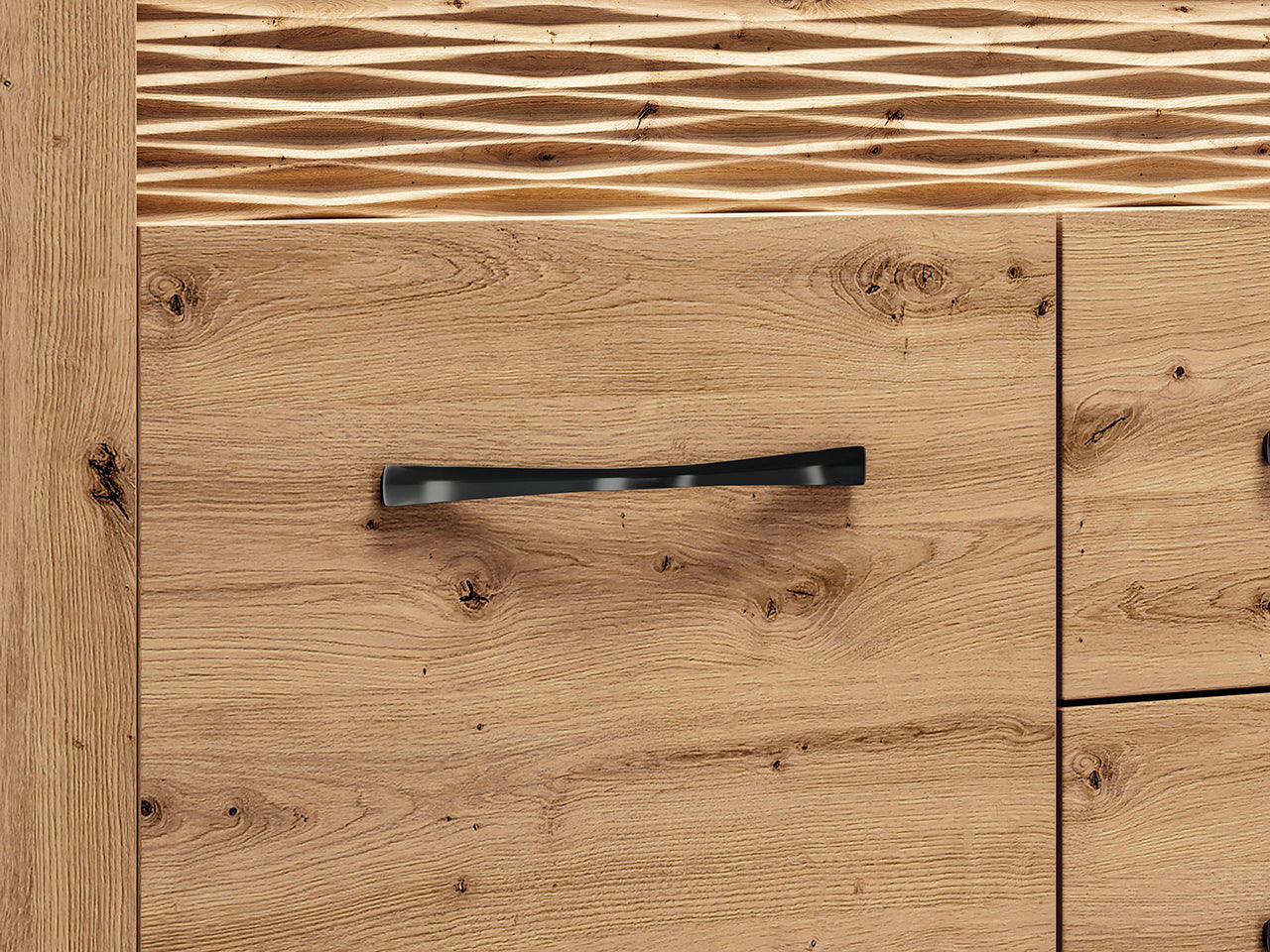 Commode, Buffet, Buffet Bas en Chêne Artisanal & MDF Rainuré – Série Artisan Épure - Decora Home