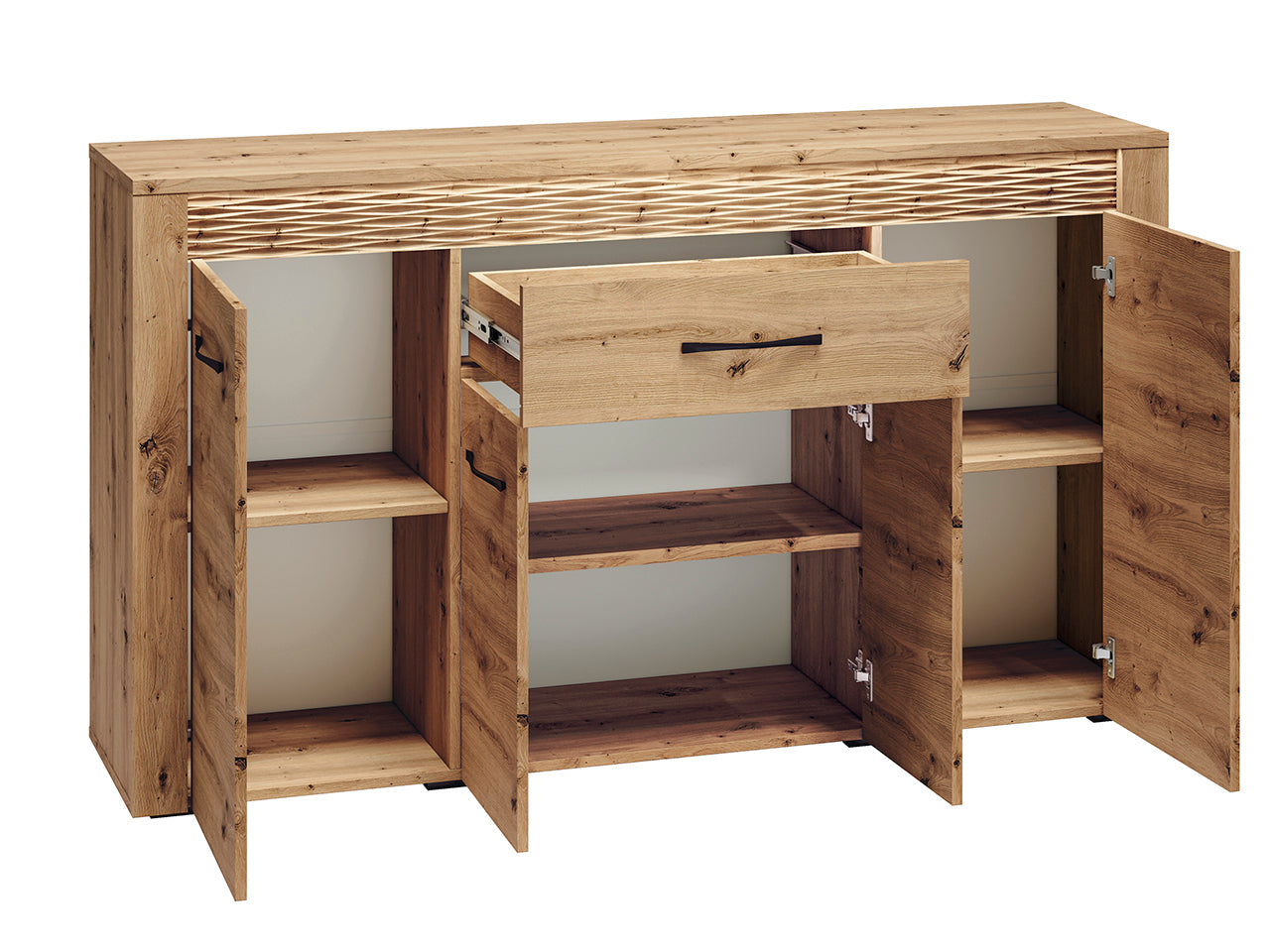 Commode, Buffet, Buffet Long en Chêne Artisanal & MDF Rainuré – Série Artisan Épure - Decora Home