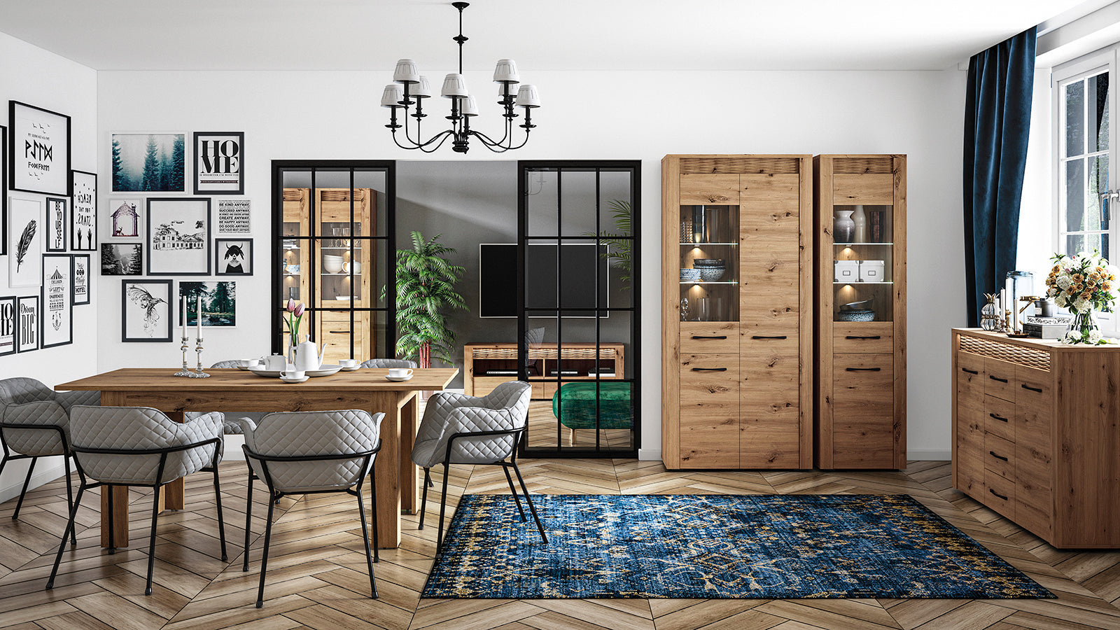 Commode, Buffet, Buffet Bas en Chêne Artisanal & MDF Rainuré – Série Artisan Épure - Decora Home