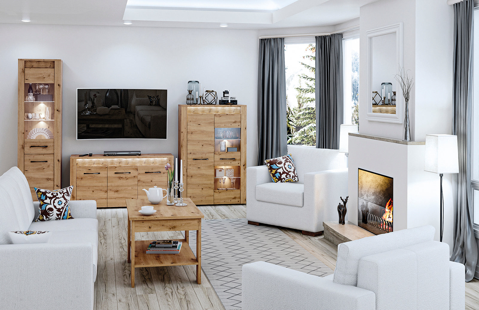 Vitrine Élégante en Chêne Artisanal avec Éclairage Optionnel et Assemblage Flexible - Decora Home