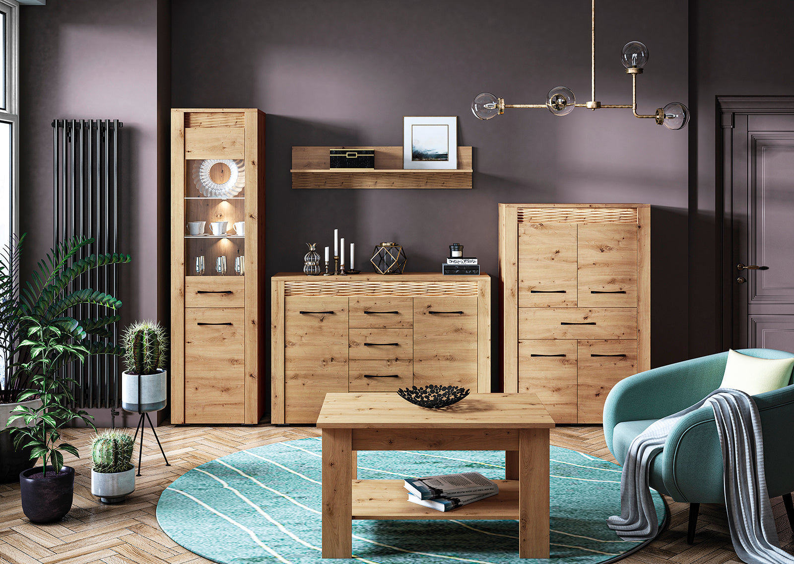 Commode, Buffet, Buffet Bas en Chêne Artisanal & MDF Rainuré – Série Artisan Épure - Decora Home