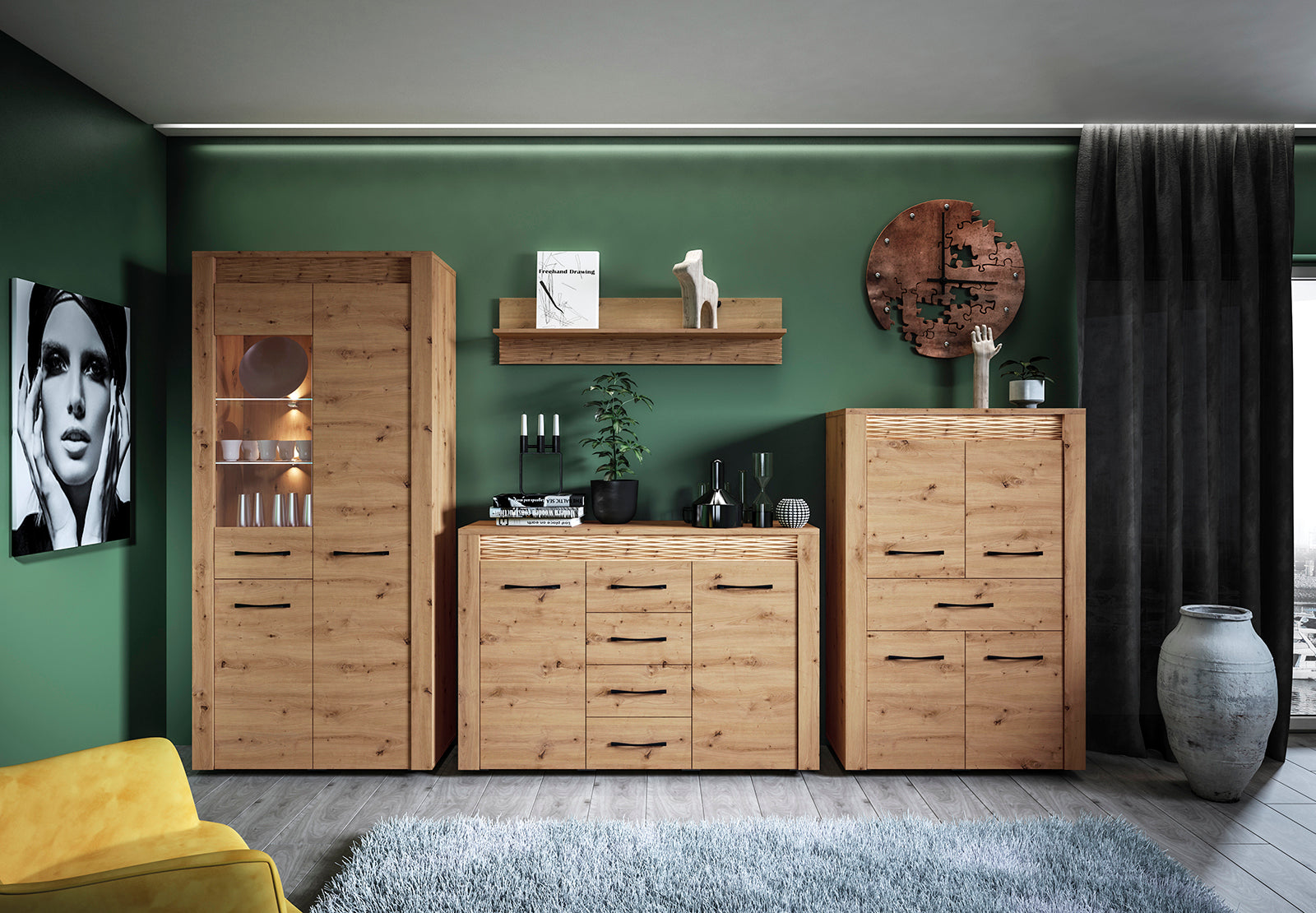 Commode, Buffet en Chêne Artisanal et MDF Rainuré – Tiroirs Profonds et Finition Haut de Gamme - Decora Home