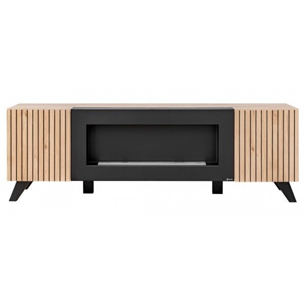 FLY M-P1 wall unit avec cheminée bioéthanol and a panel, hickory Jackson — vue 7