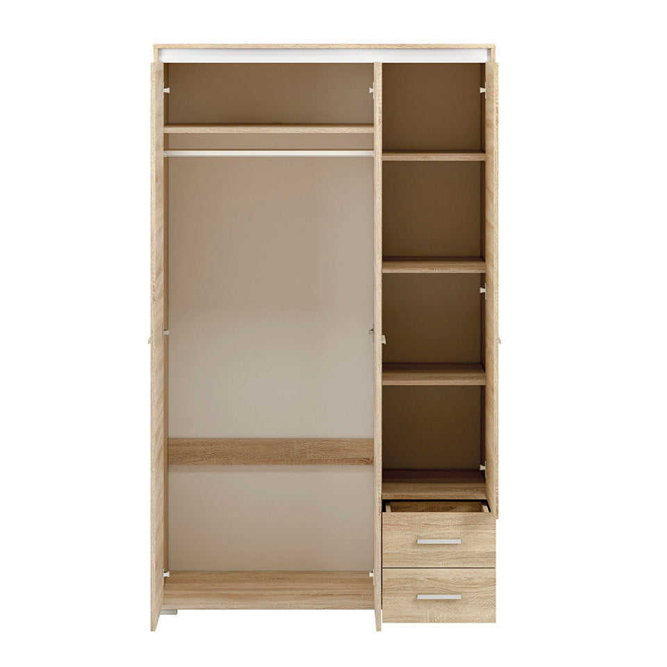 Armoire 3 Portes en Chêne Sonoma Clair avec Insertion Blanche et Anthracite – Grand Rangement, Finition Moderne - Decora Home