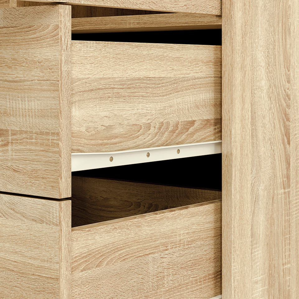 Armoire 3 Portes en Chêne Sonoma Clair avec Insertion Blanche et Anthracite – Grand Rangement, Finition Moderne - Decora Home