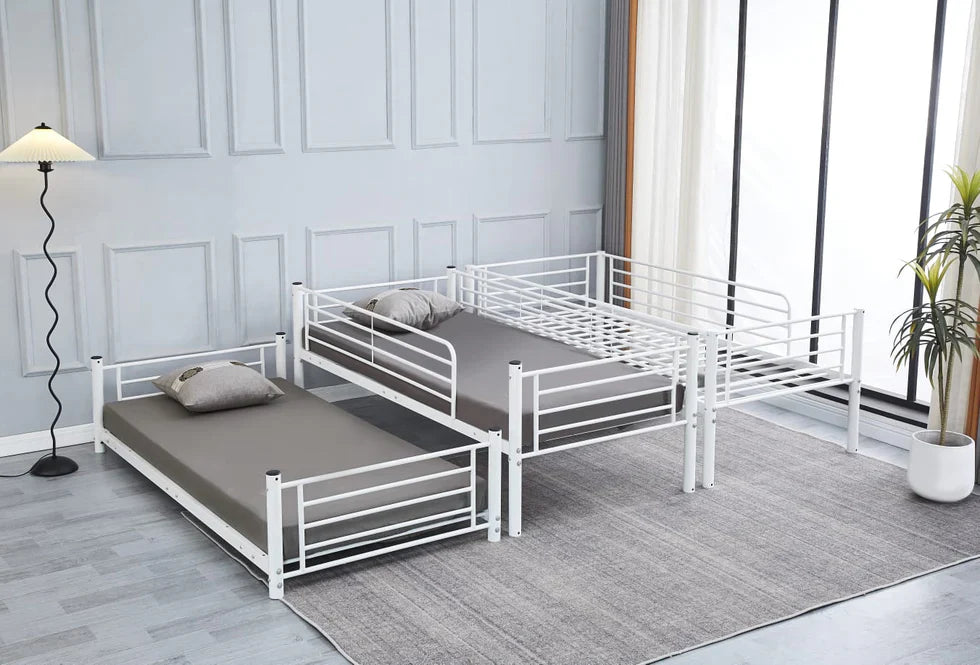Lit superposé TRIO revêtement et sommier en acier 90 x 190 cm - Decora Home