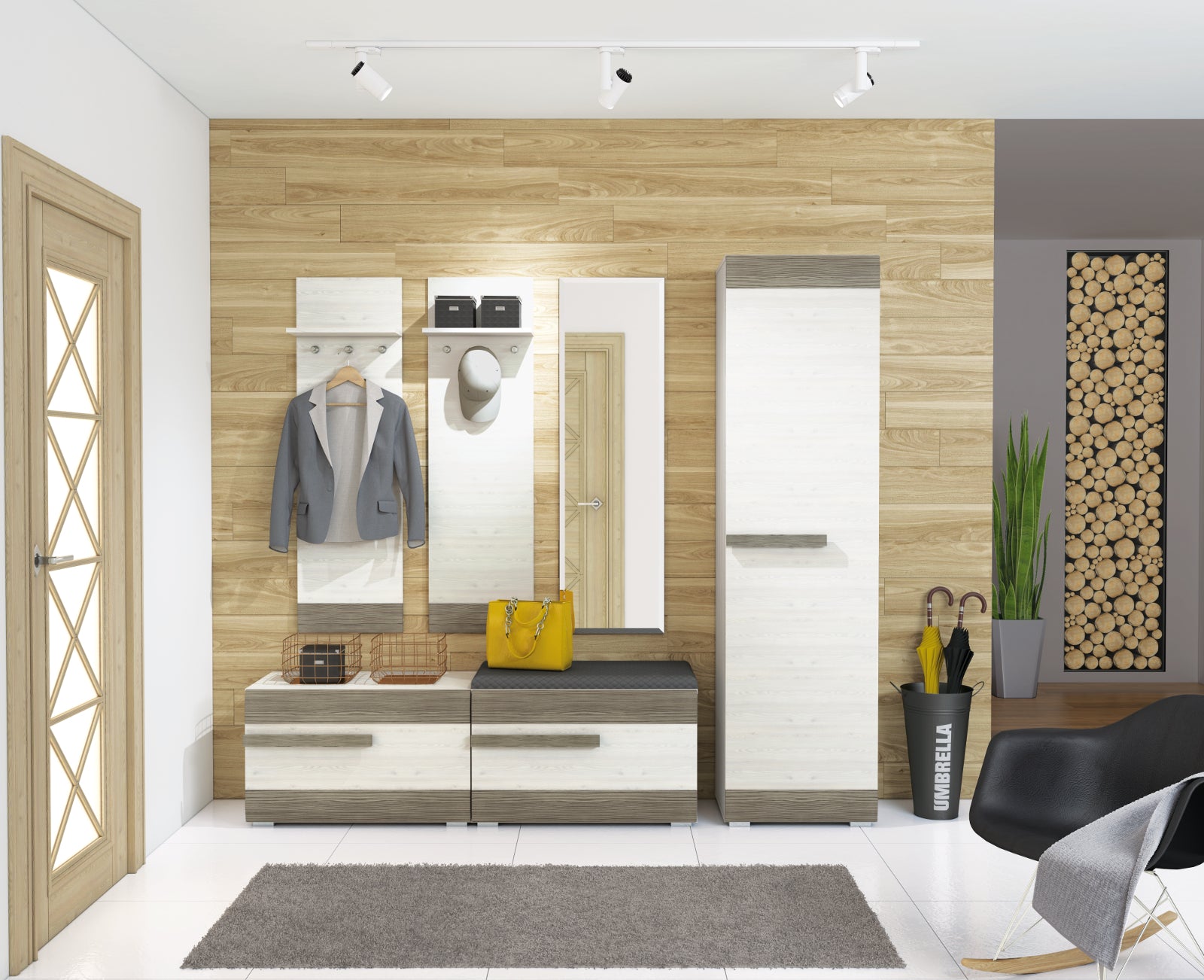Meuble à Chaussures en Pin des Neiges et MDF Gris Neuf avec Bordure ABS - Decora Home