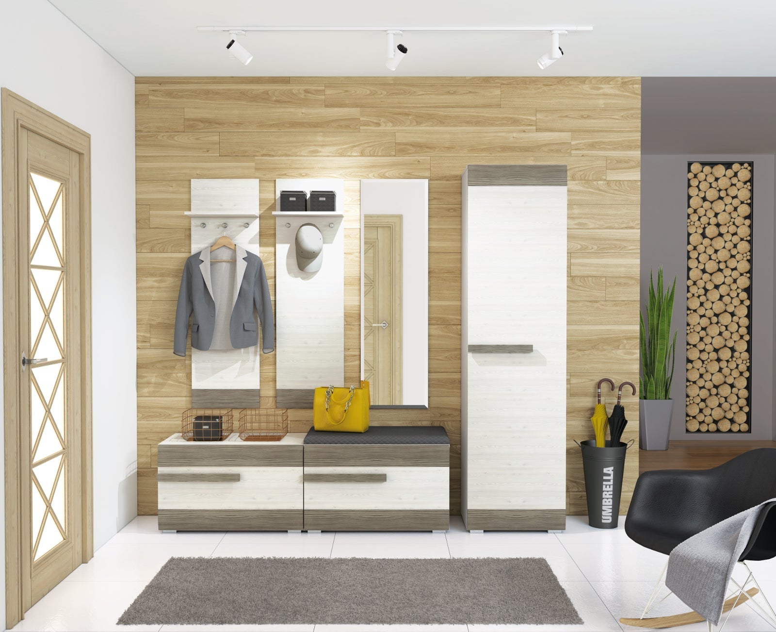 Meuble à Chaussures en Pin des Neiges et MDF Gris Neuf avec Bordure ABS - Decora Home