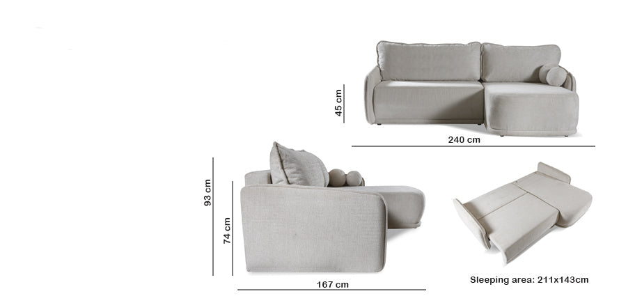 Canapé d’angle convertible – Design moderne, confort optimal et couchage pratique - Decora Home