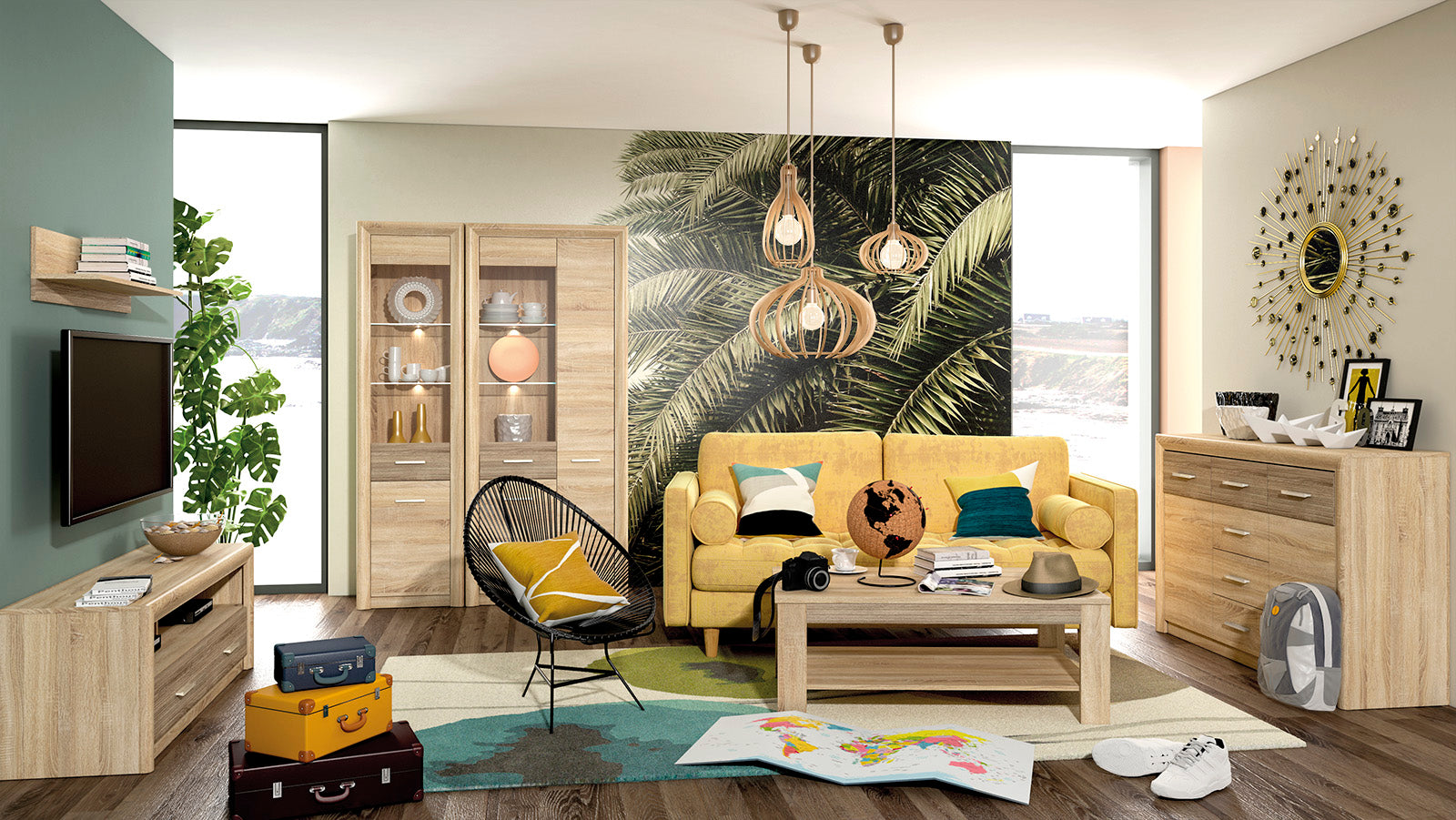 Commode, Buffet, Buffet Élégant – Sonoma Light & MDF Sonoma Truffe – 133 cm – Design Moderne et Fonctionnel - Decora Home