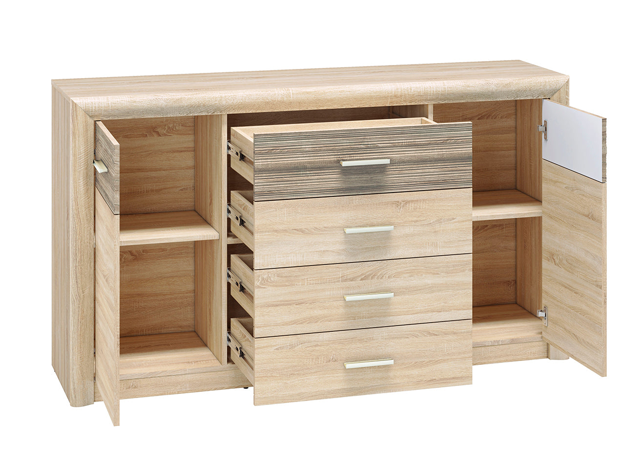 Commode, Buffet, Buffet Moderne – Sonoma Light & MDF Sonoma Truffe – 94 cm – Fonctionnalité et Élégance - Decora Home