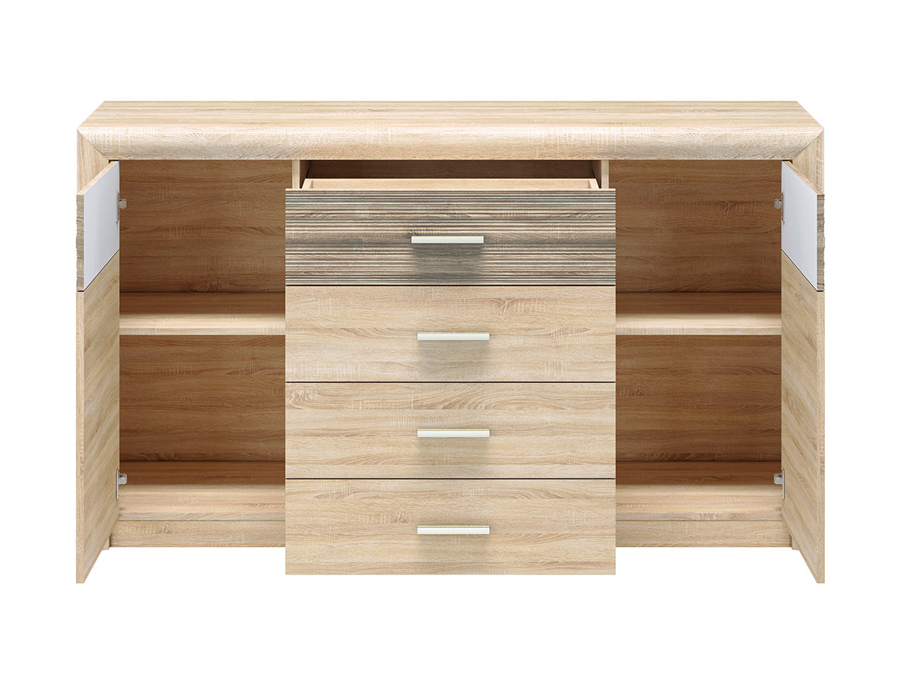 Commode, Buffet, Buffet Moderne – Sonoma Light & MDF Sonoma Truffe – 94 cm – Fonctionnalité et Élégance - Decora Home