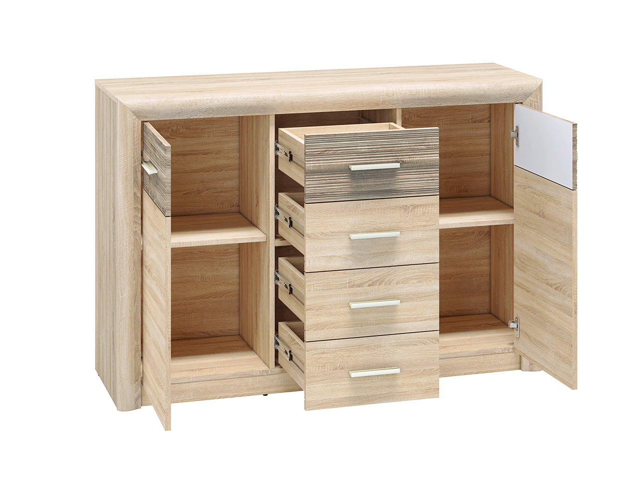 Commode, Buffet, Buffet Moderne – Sonoma Light & MDF Sonoma Truffe – 94 cm – Fonctionnalité et Élégance - Decora Home