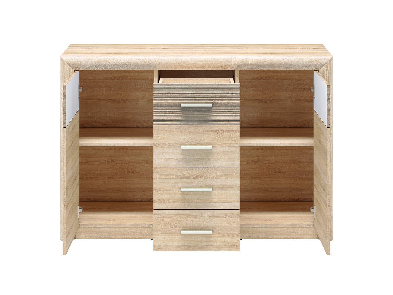 Commode, Buffet, Buffet Moderne – Sonoma Light & MDF Sonoma Truffe – 94 cm – Fonctionnalité et Élégance - Decora Home