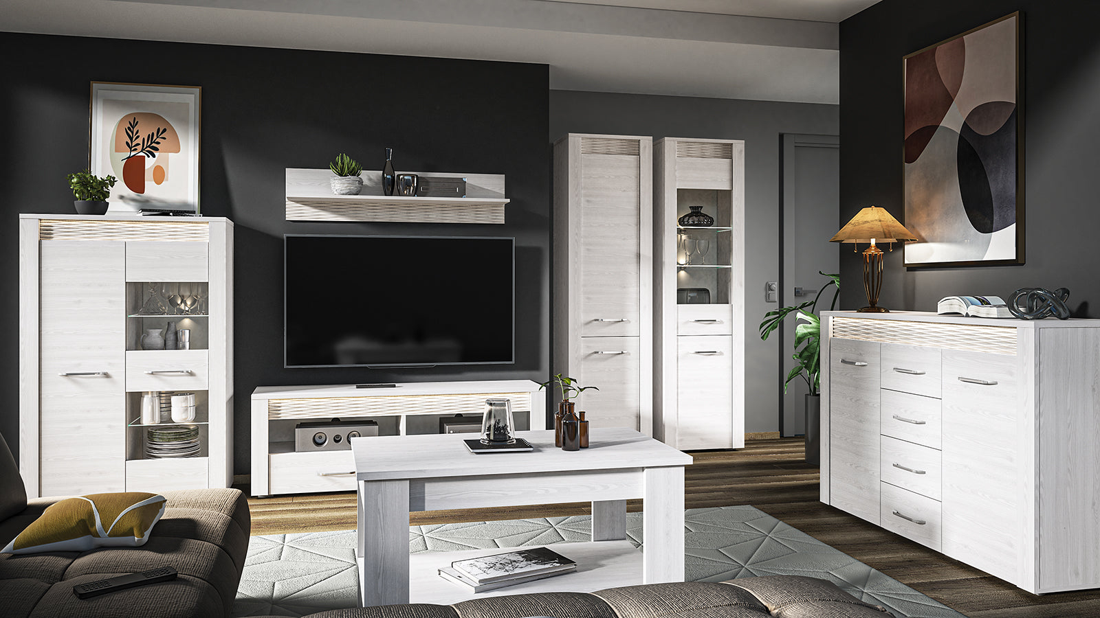 Commode, Buffet, Buffet en Pin Enneigé avec Finition Résistante aux Rayures et à l'Humidité - Decora Home