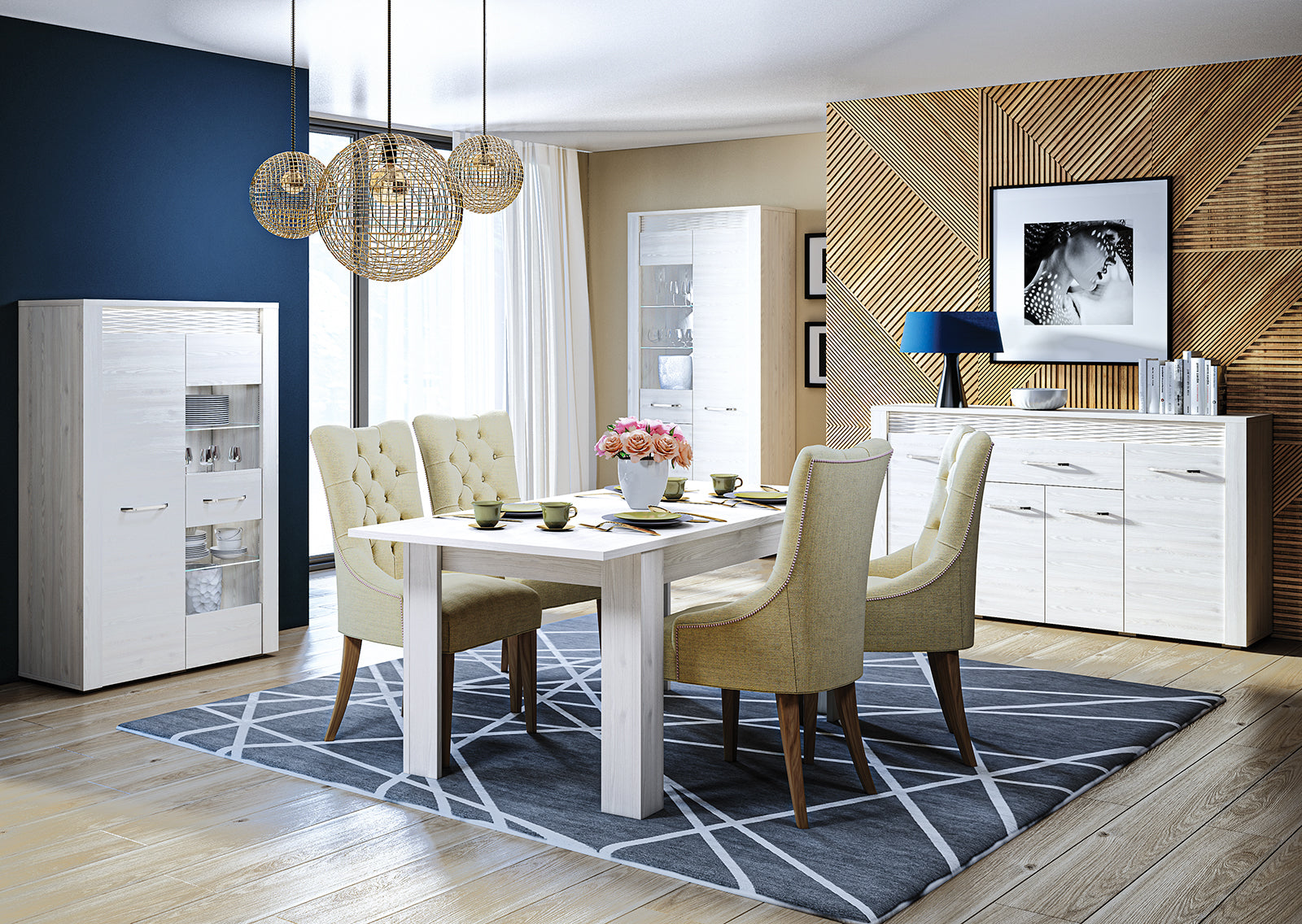 Commode, Buffet, Buffet Moderne en Pin Enneigé avec Tiroirs Spacieux - Rangement Pratique et Design Épuré - Decora Home