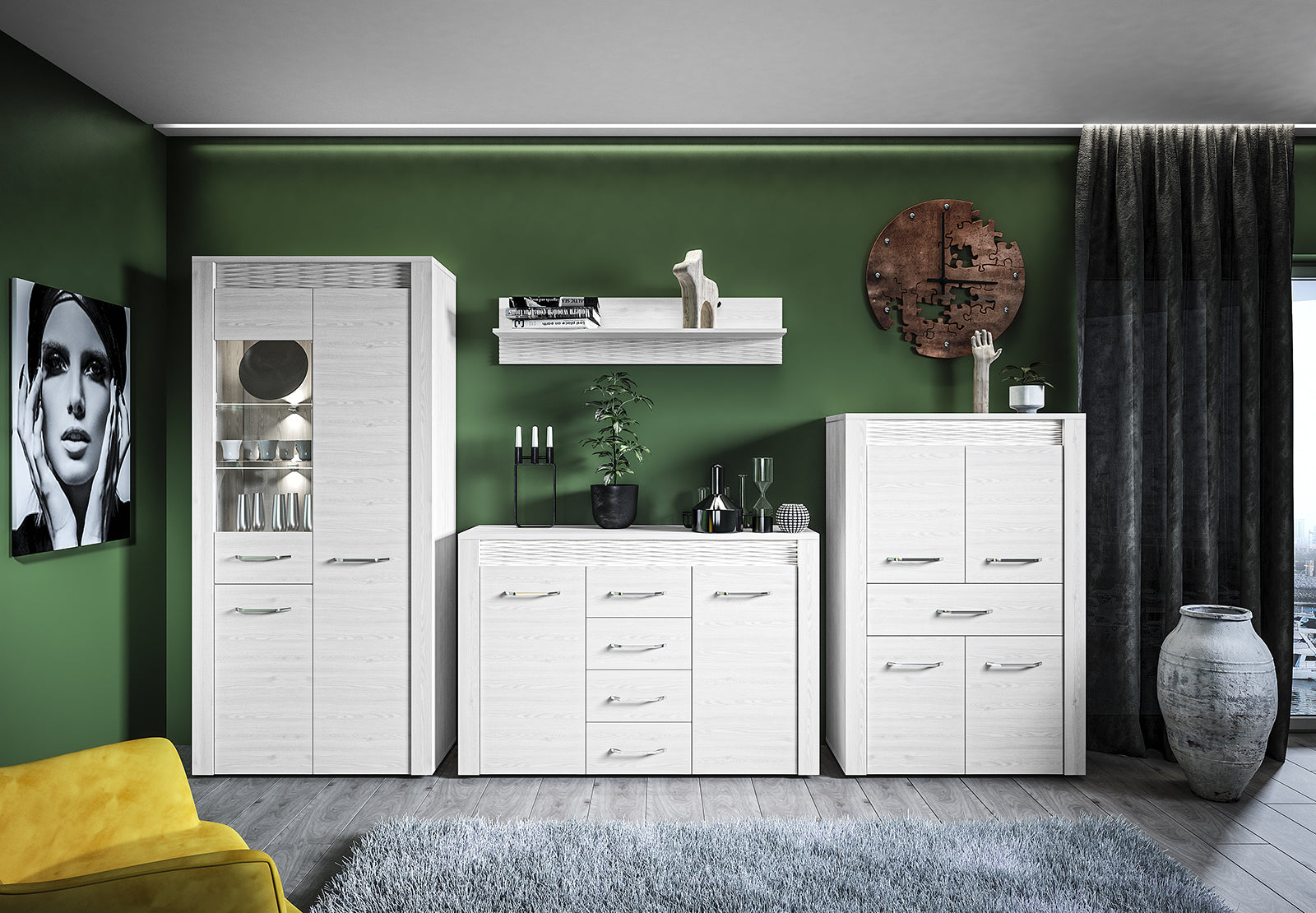 Commode, Buffet, Buffet Moderne en Pin Enneigé avec Tiroirs Spacieux - Rangement Pratique et Design Épuré - Decora Home