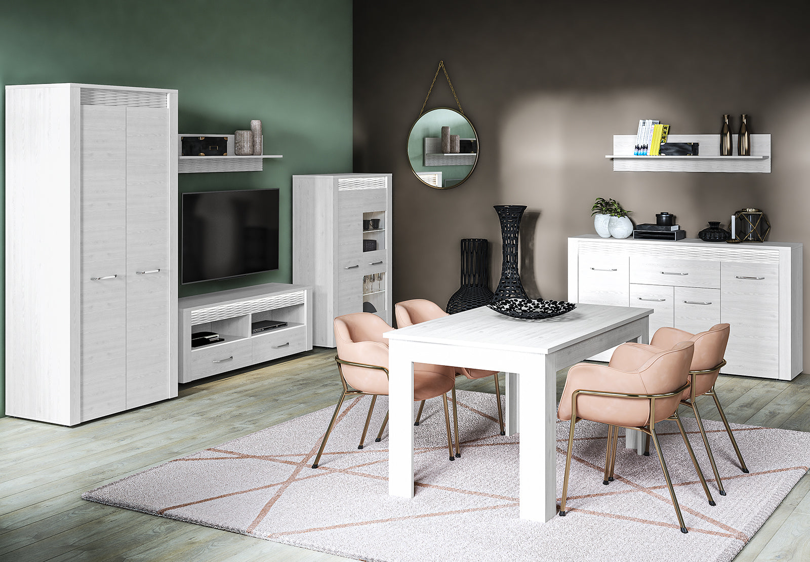 Commode, Buffet, Buffet Moderne en Pin Enneigé avec Tiroirs Spacieux et Extension Complète - Rangement Pratique et Durable - Decora Home