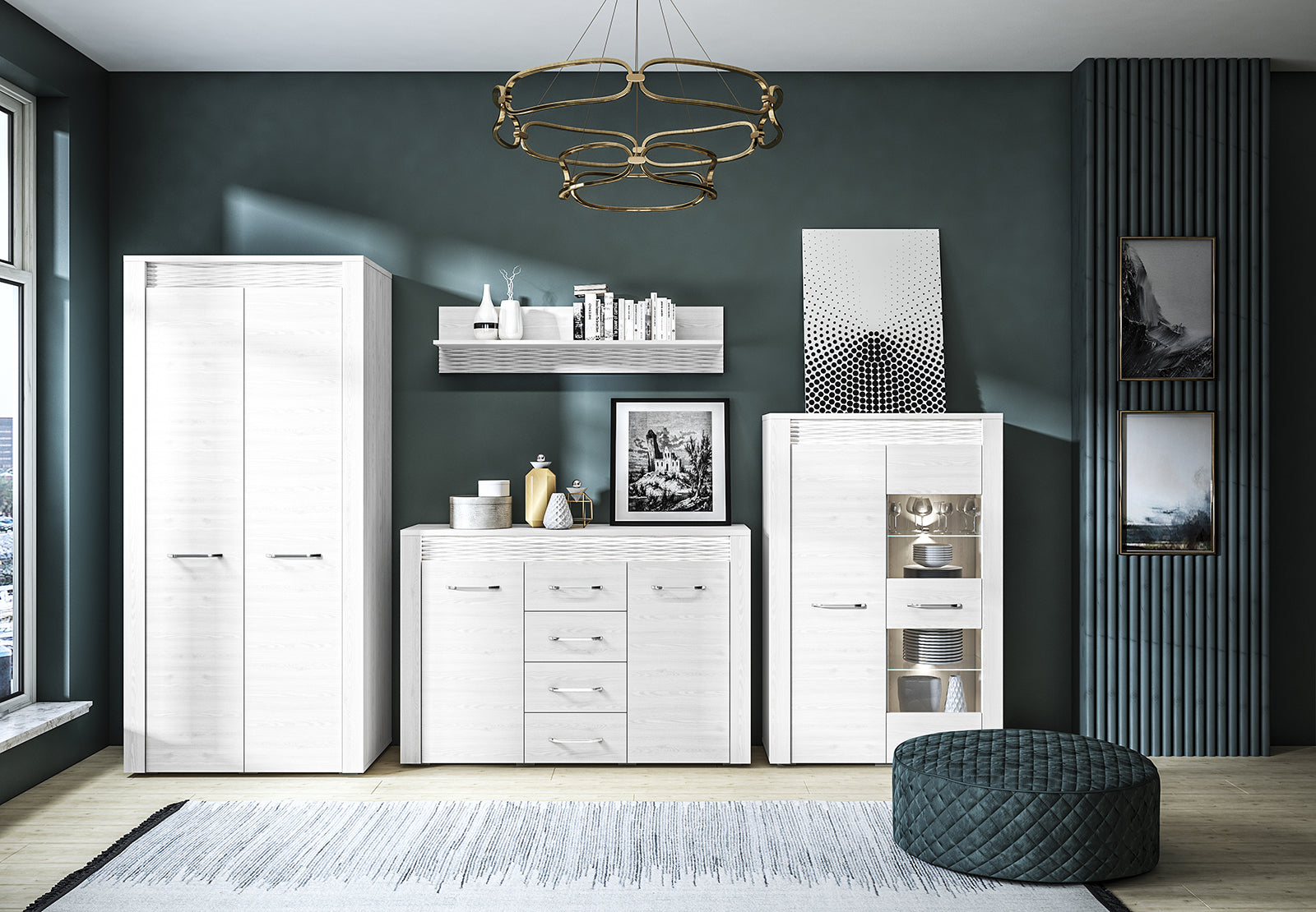 Vitrine en Pin Enneigé avec Éclairage Optionnel - Durabilité, Élégance et Fonctionnalité pour Votre Intérieur - Decora Home