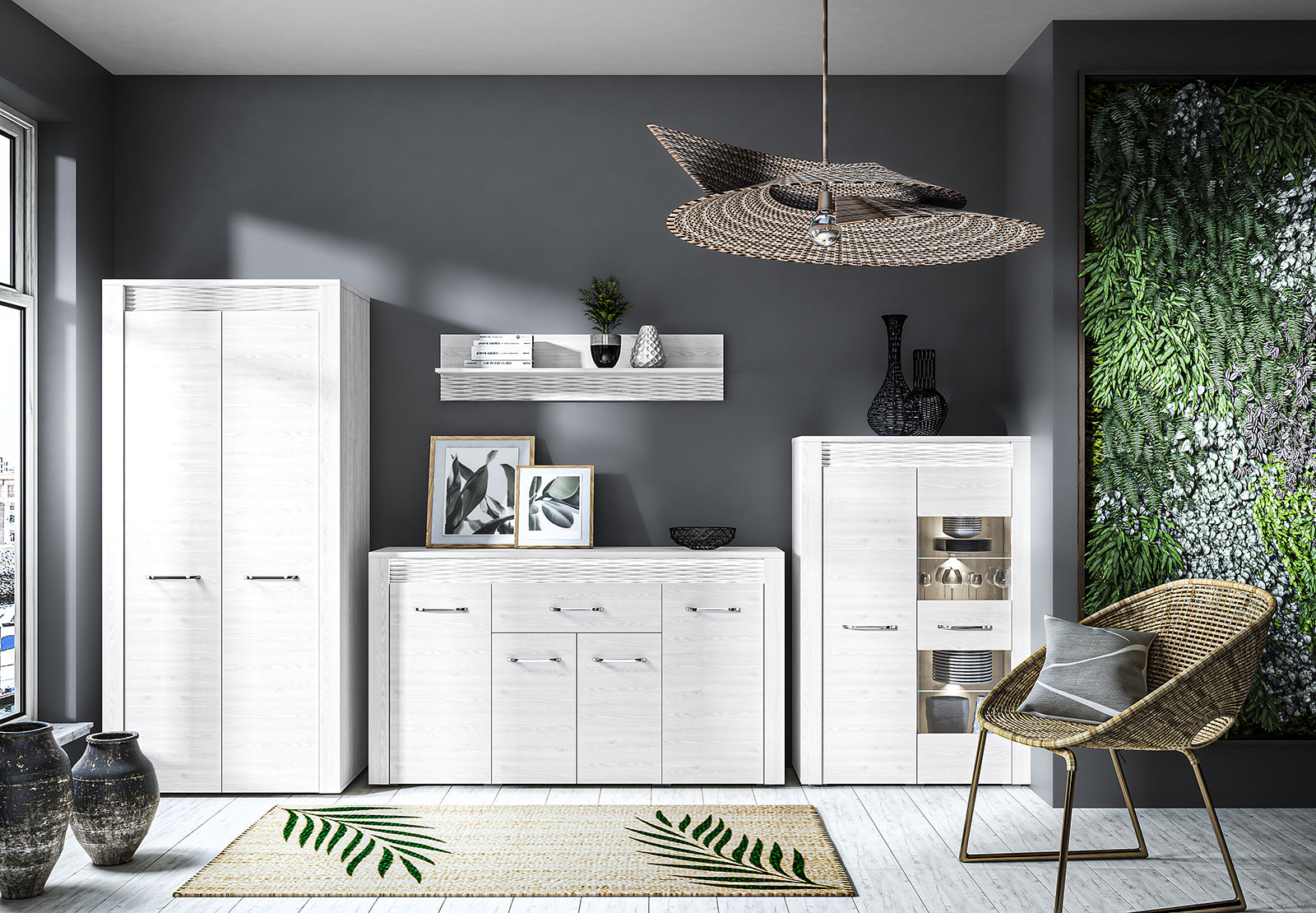 Commode, Buffet, Buffet Moderne en Pin Enneigé avec Tiroirs Spacieux et Extension Complète - Rangement Pratique et Durable - Decora Home